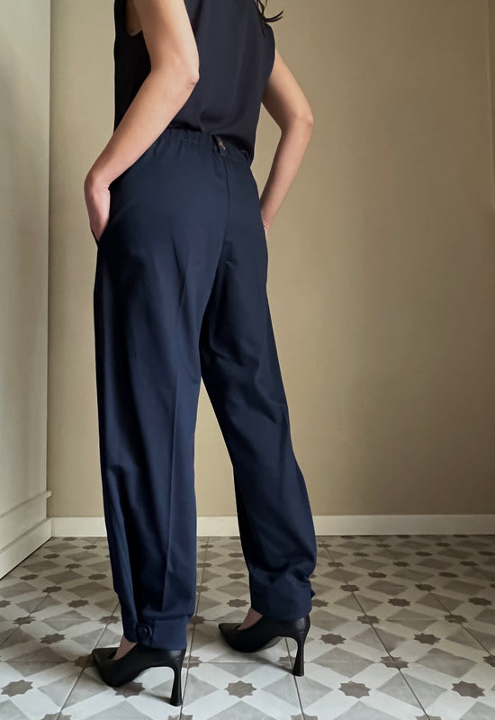 Pantalone in gabardine di cotone blu