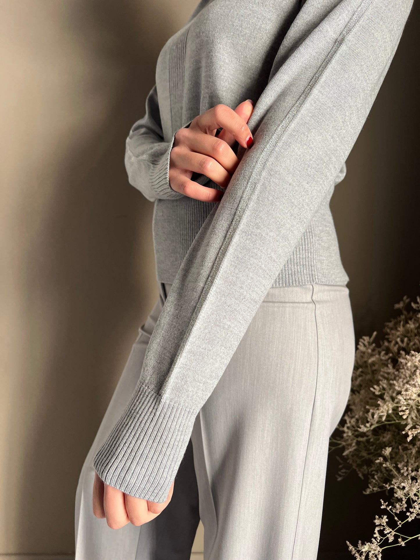 Maglia collo alto in 100% lana Mistery Grey