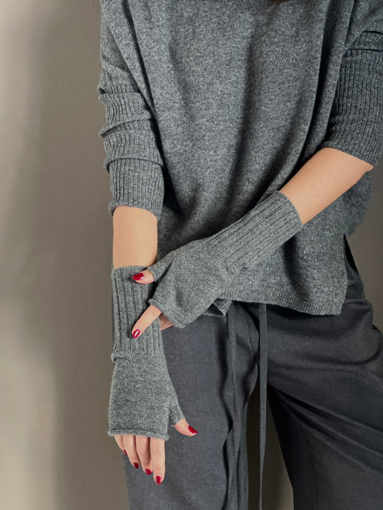 Guanto senza dita in cashmere