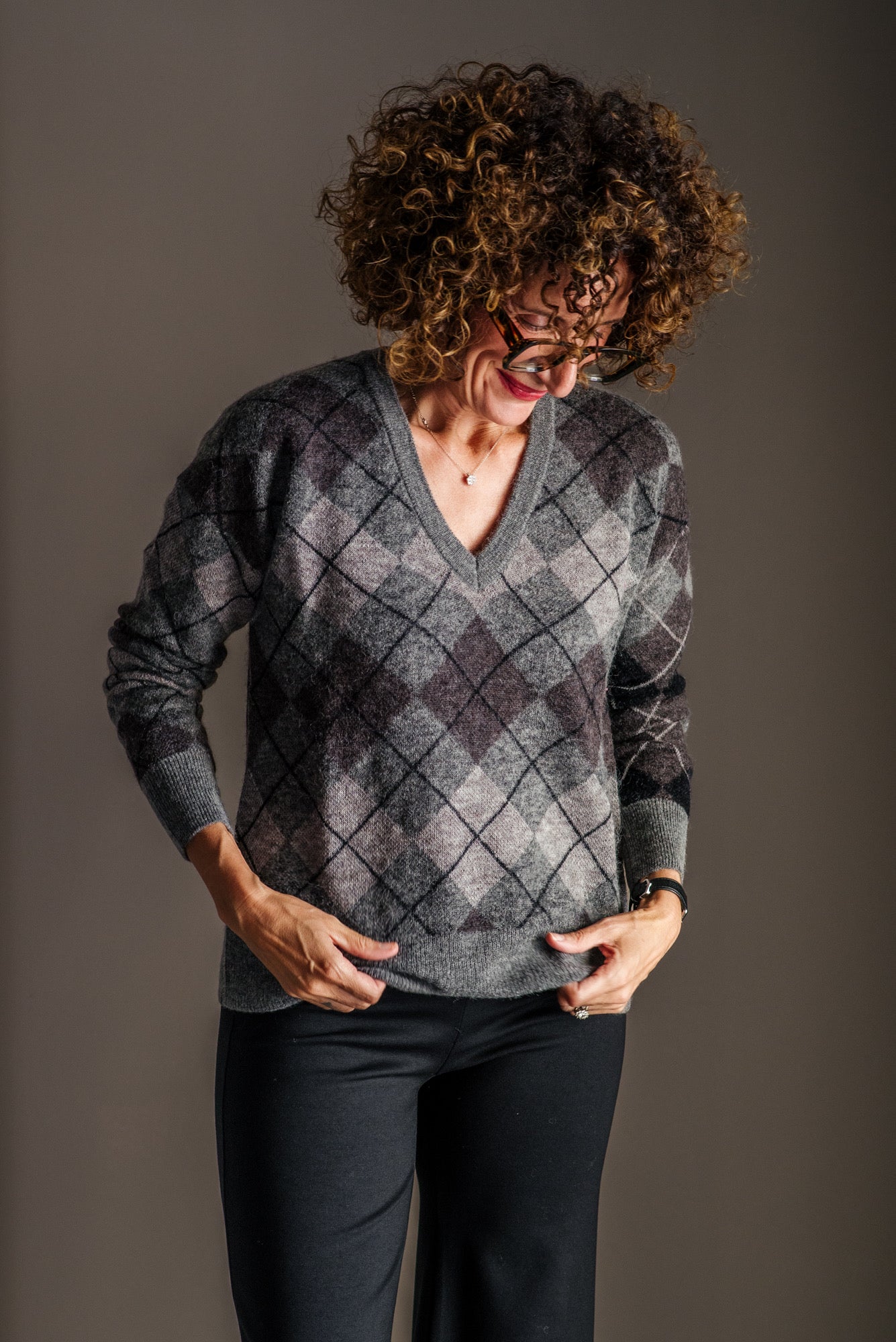 Pull Argyle a Scollo a V Alessia Santi