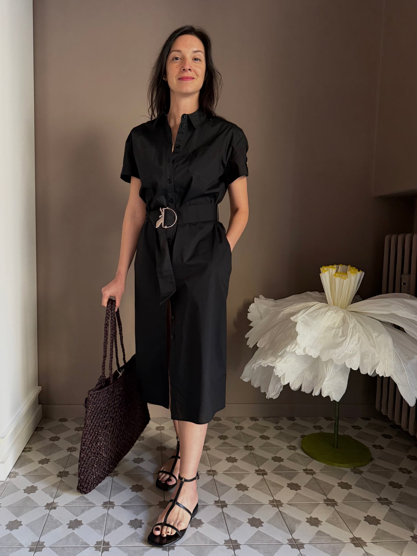Chemisier in cotone nero