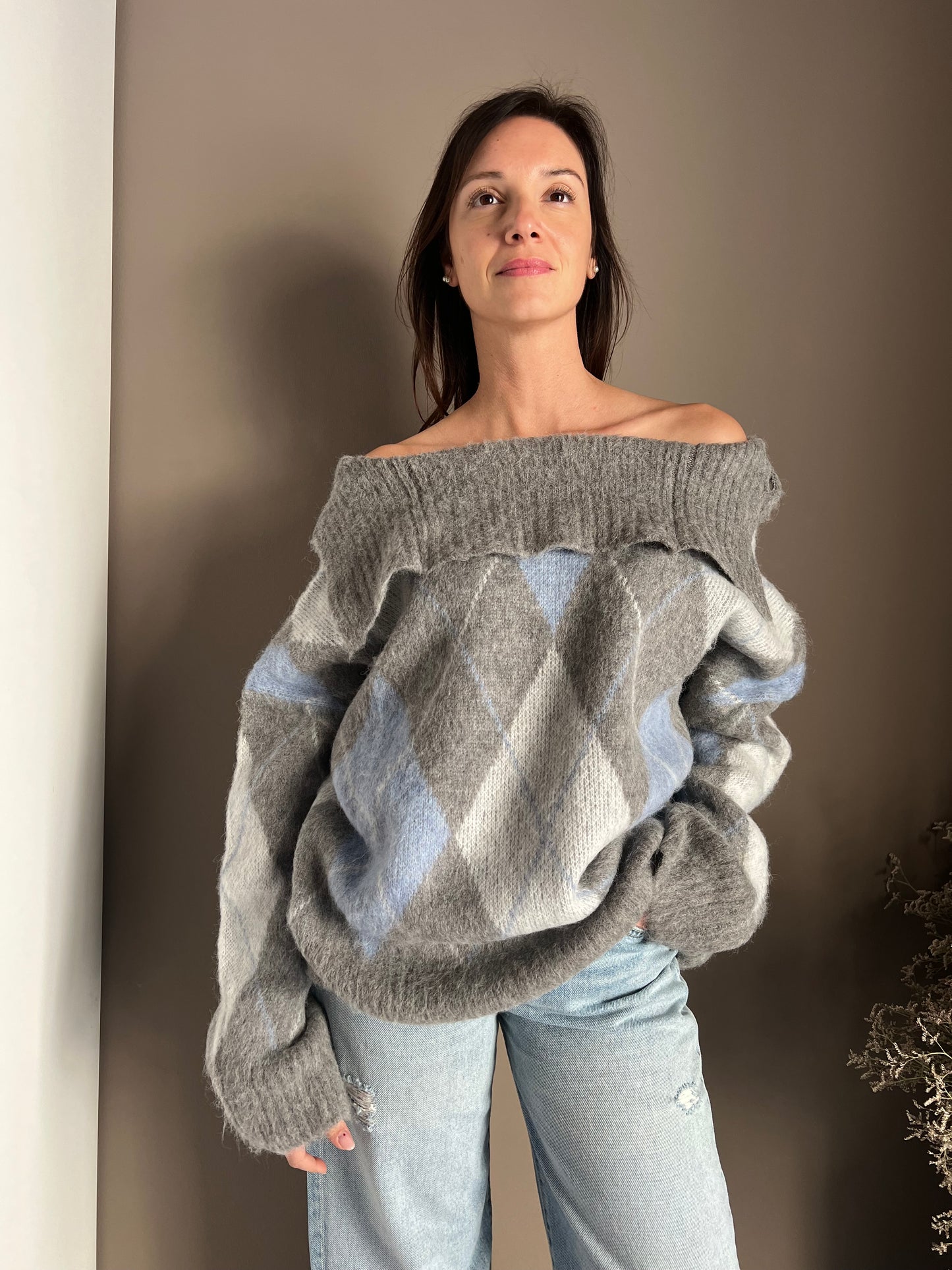 Maglia oversize losanghe Solo Tre