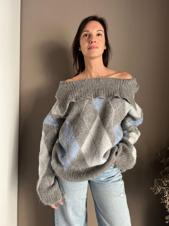 Maglia oversize losanghe Solo Tre