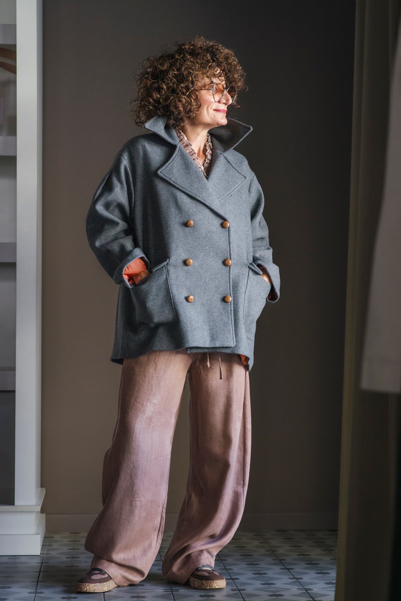 Caban oversize grigio