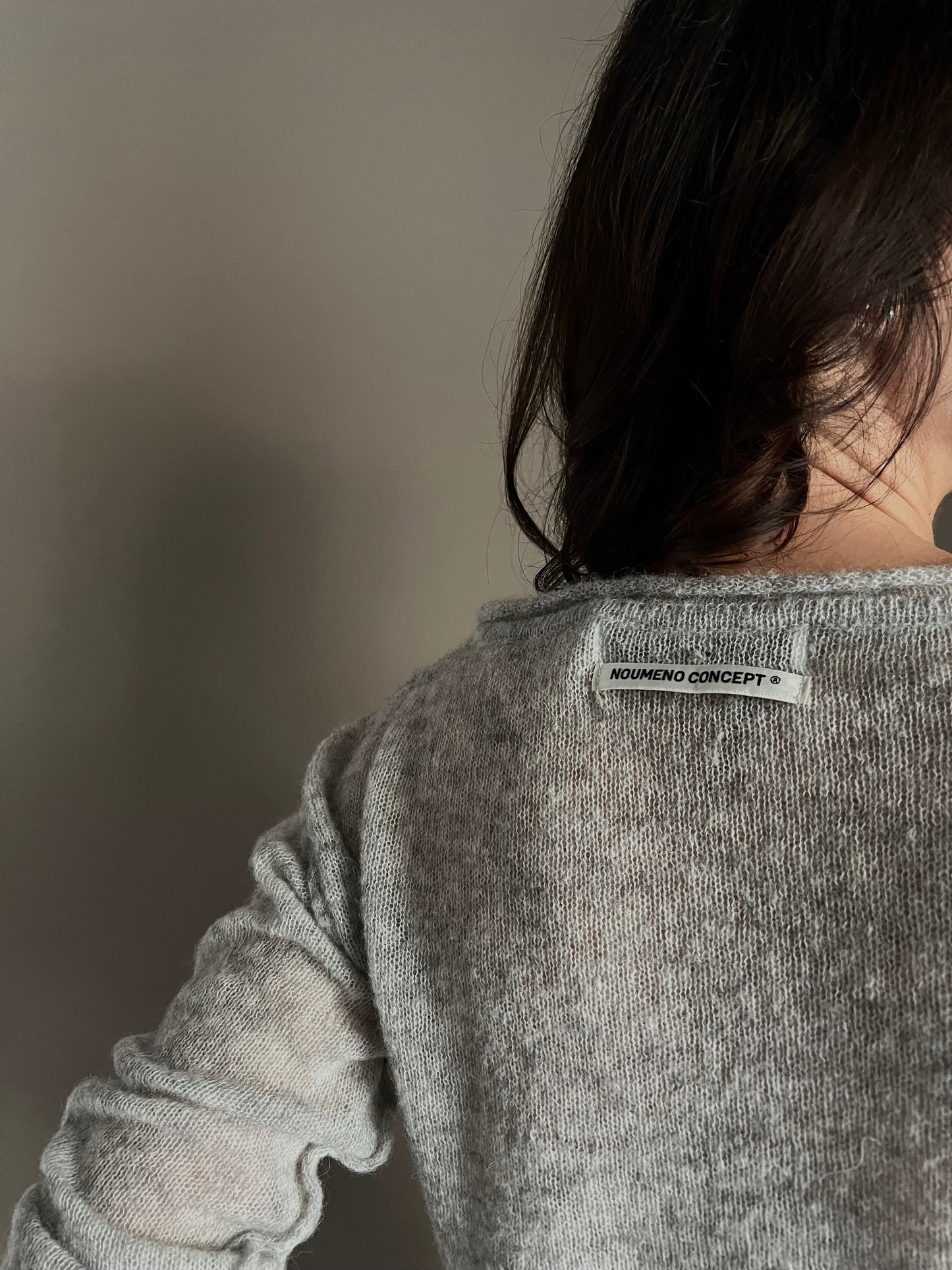 Maglia girocollo in lana e alpaca Noumeno Concept grigio perla