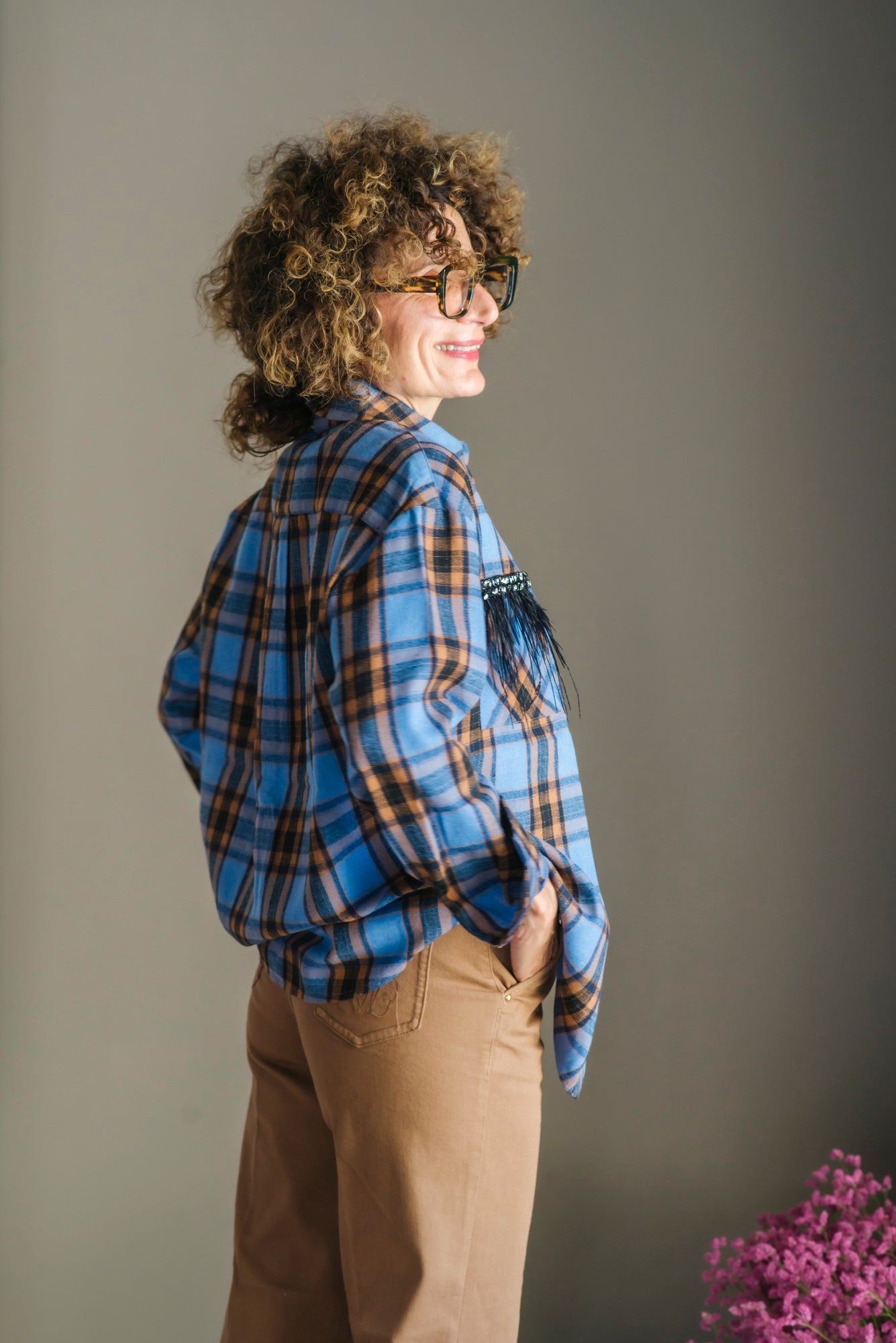 Camicia tartan over con dettagli