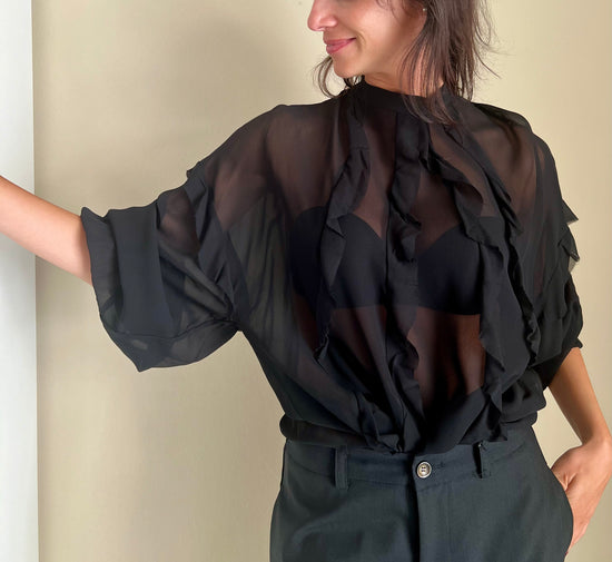 Blusa in georgette con rouches