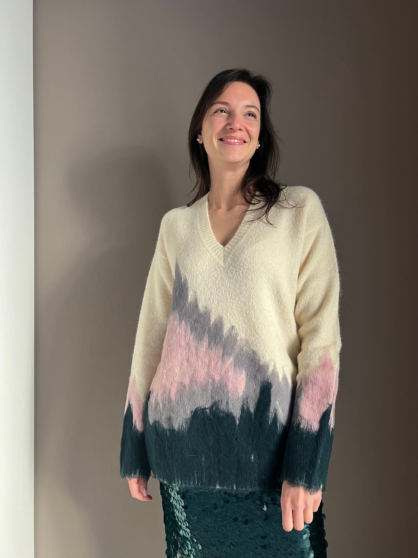 Maglione morbido in fantasia oversize