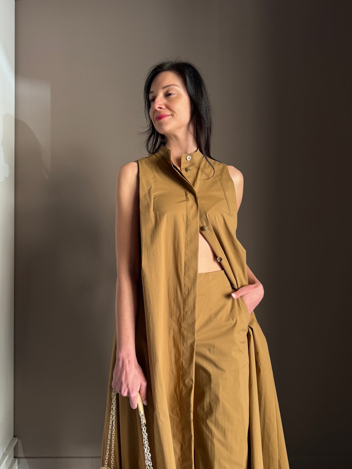 Abito Midi in Popeline – Nocciola