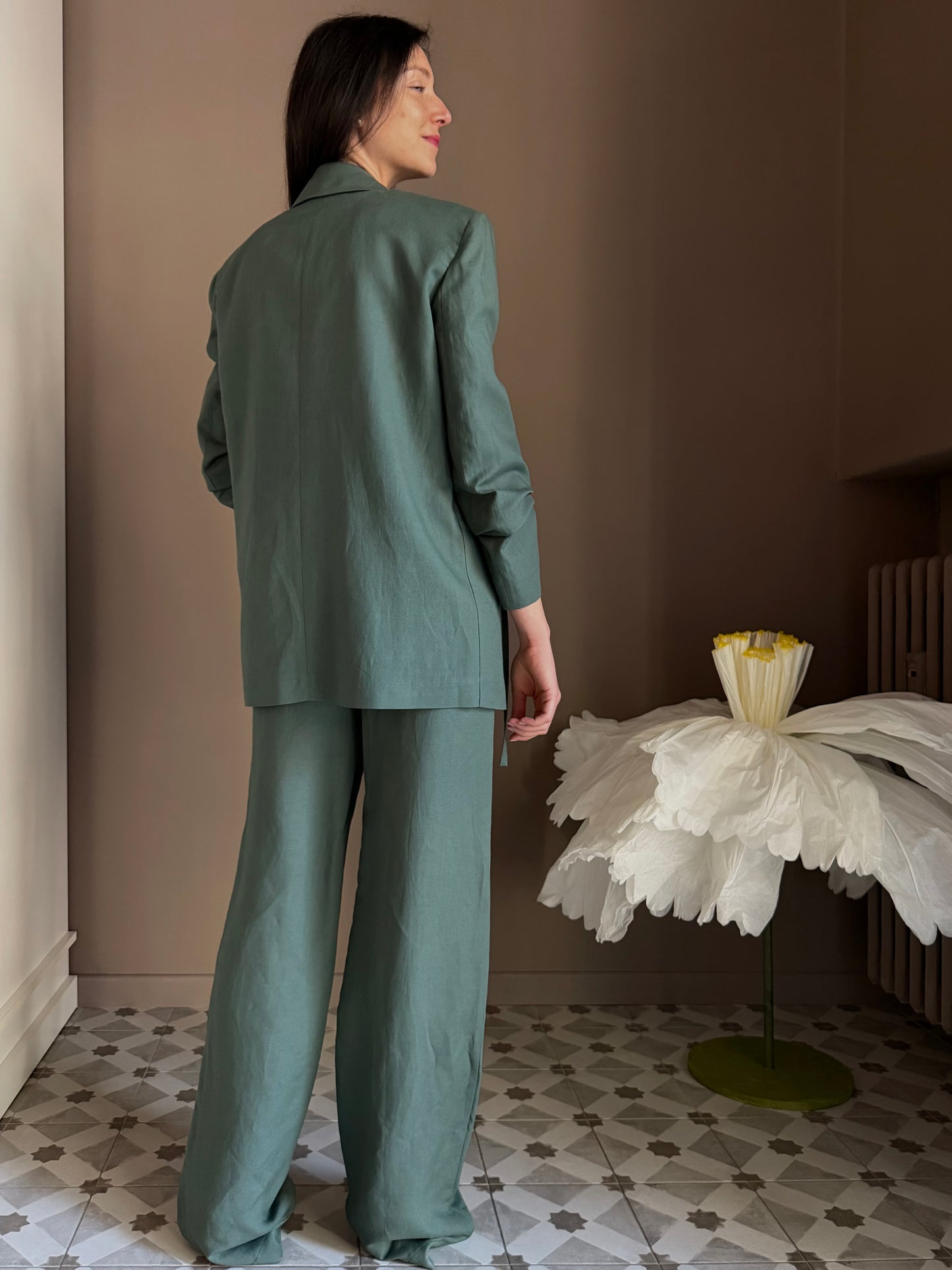 Blazer Patrizia Pepe in Lino e Viscosa – Verde Salvia