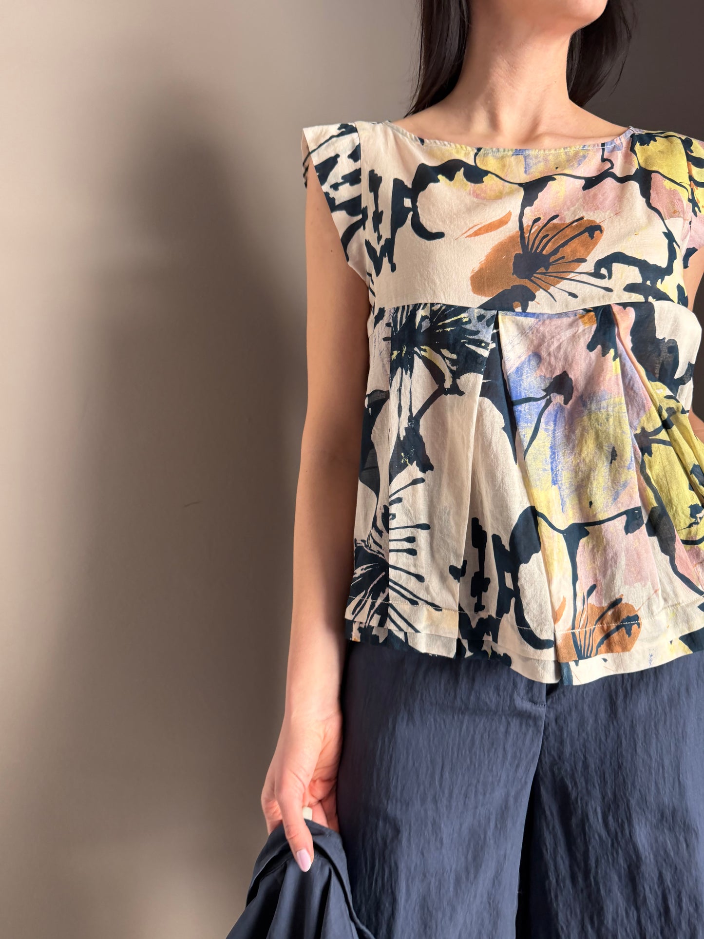 Top in bussola di cotone fantasy