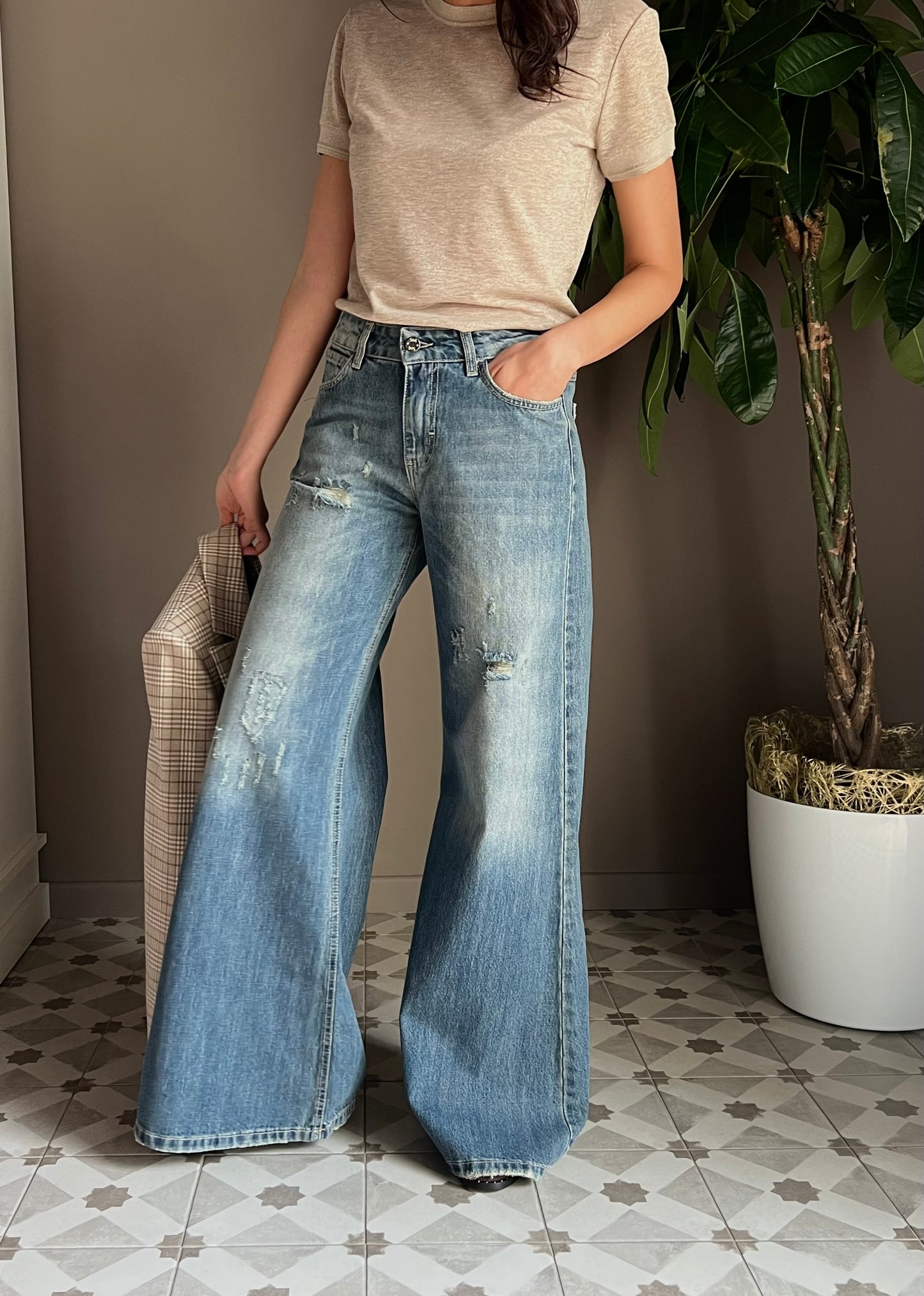 Pantalone in denim So Allure con elastico