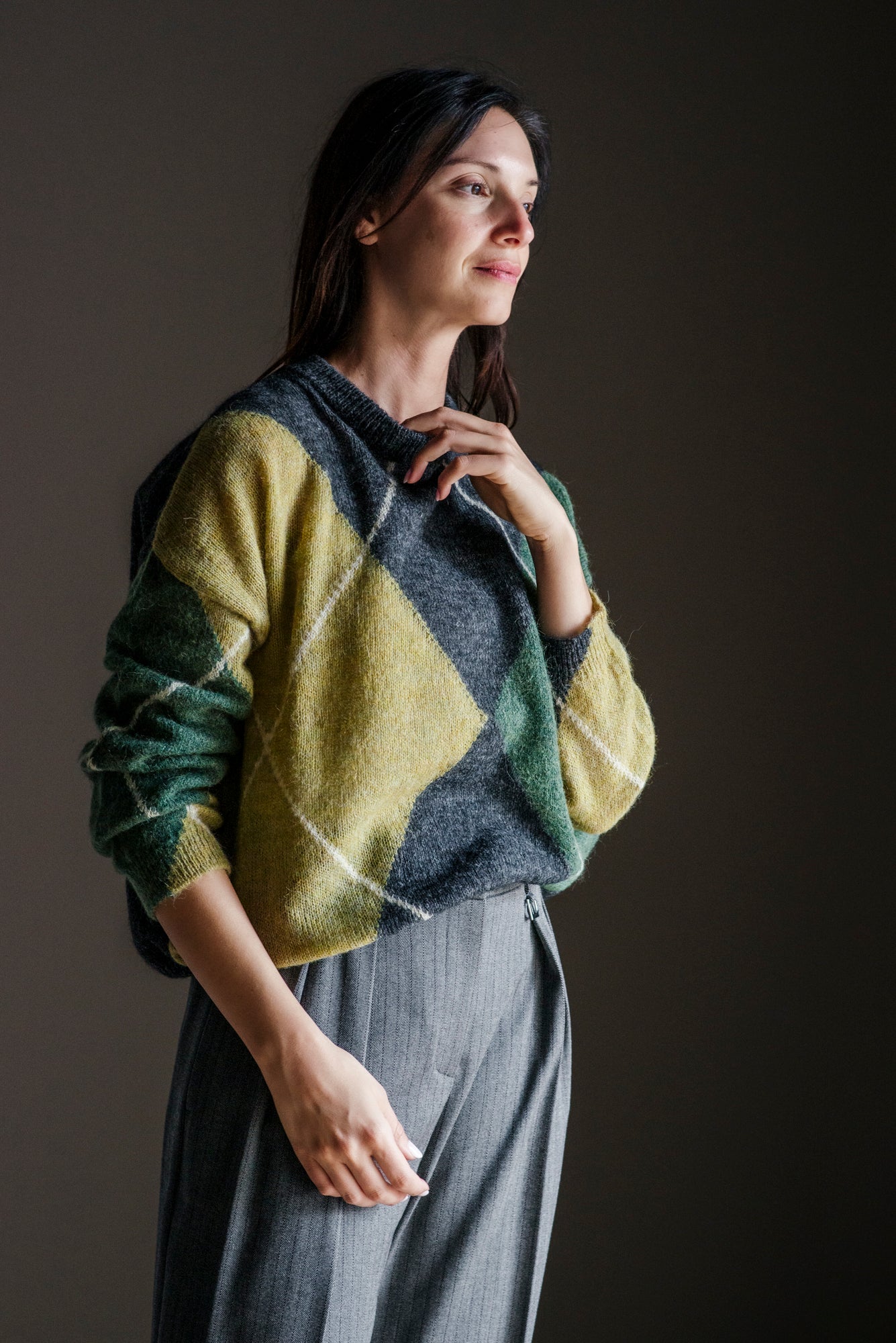 Maglione a rombi girocollo