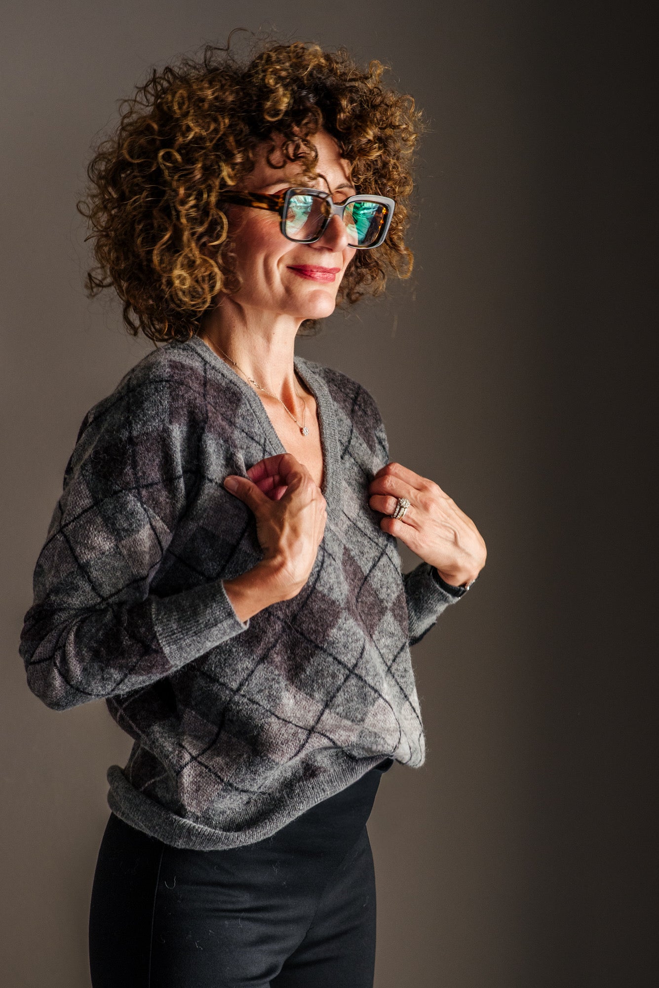 Pull Argyle a Scollo a V Alessia Santi