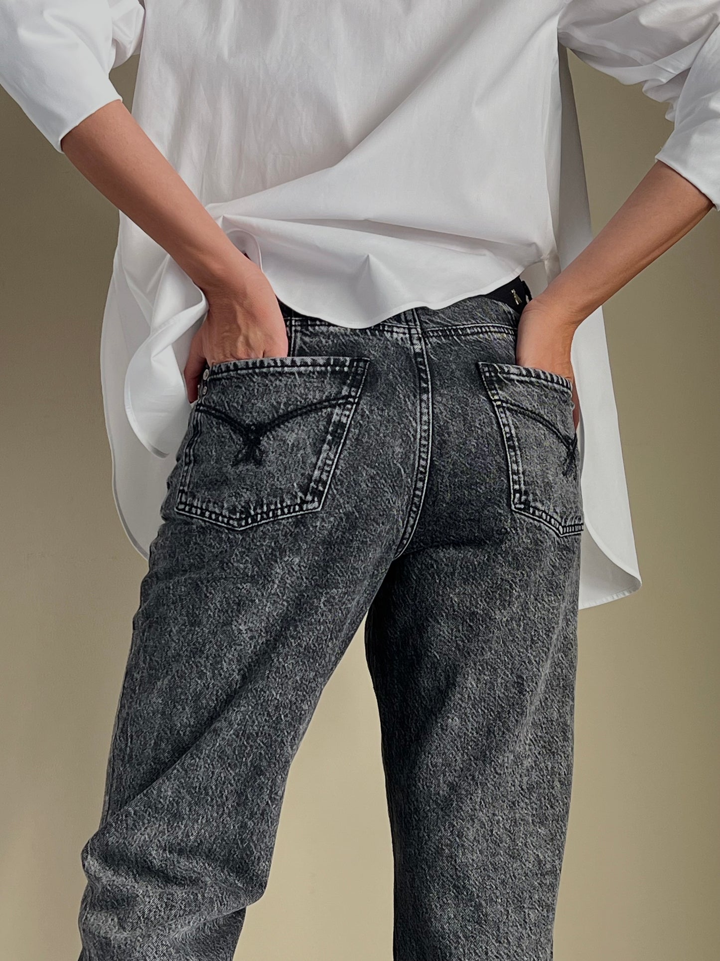 Pantalone denim vita alta