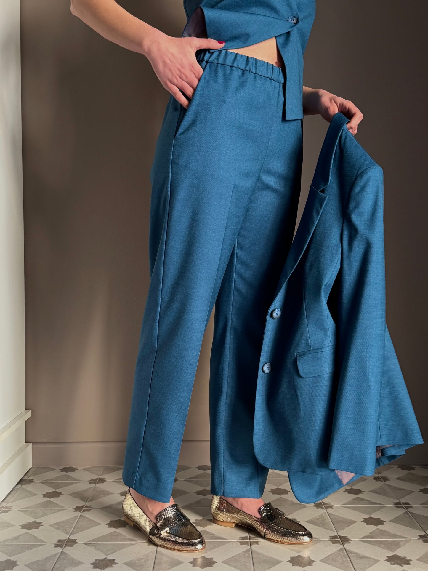 Pantalone con elastico Teal