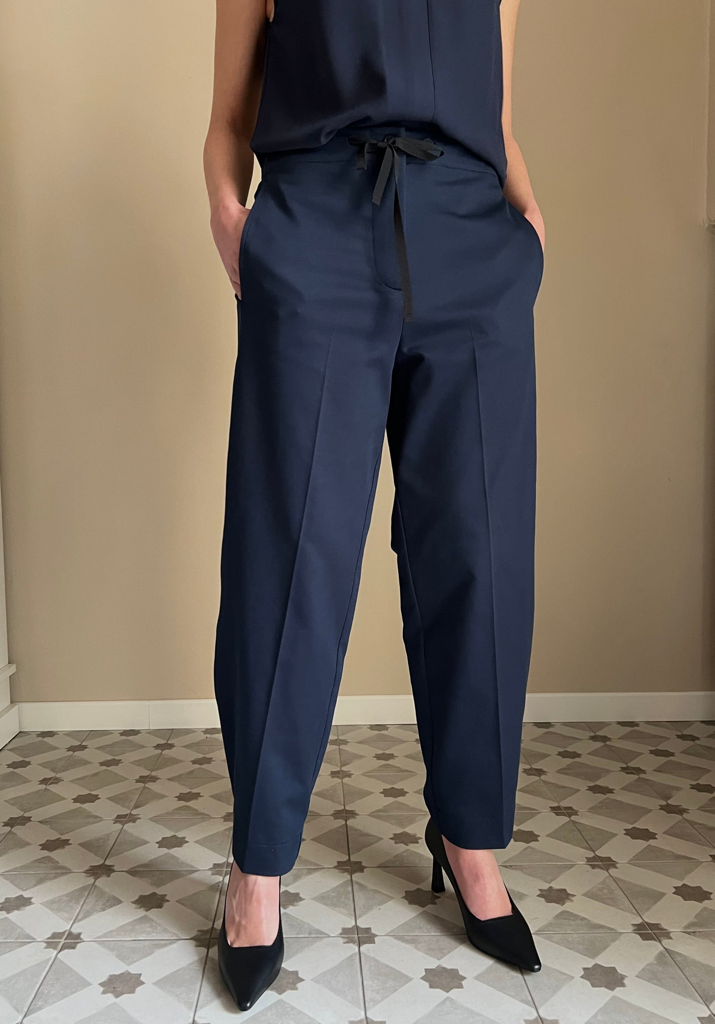 Pantalone in gabardine di cotone blu