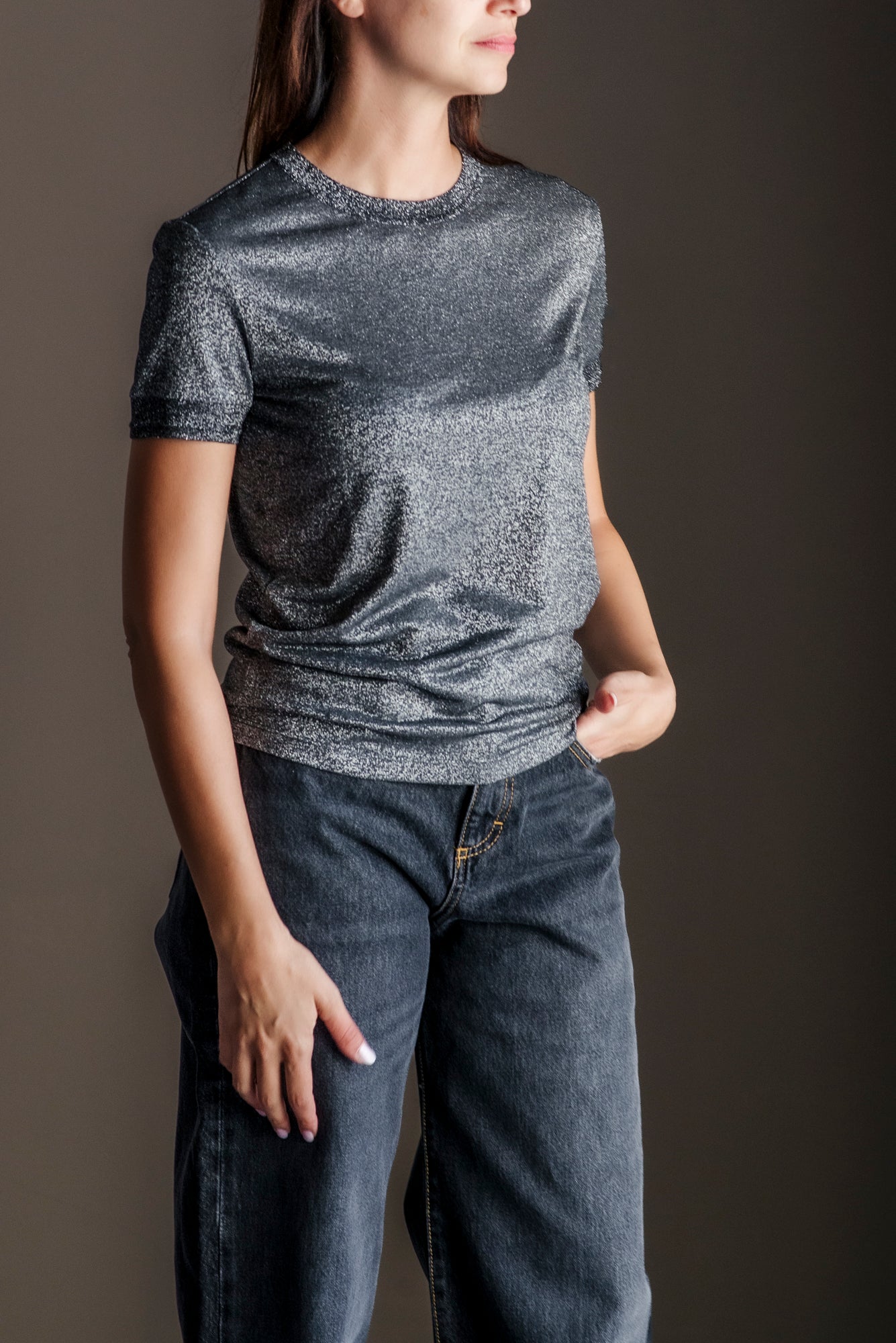 T-shirt Patrizia Pepe Lurex Gray