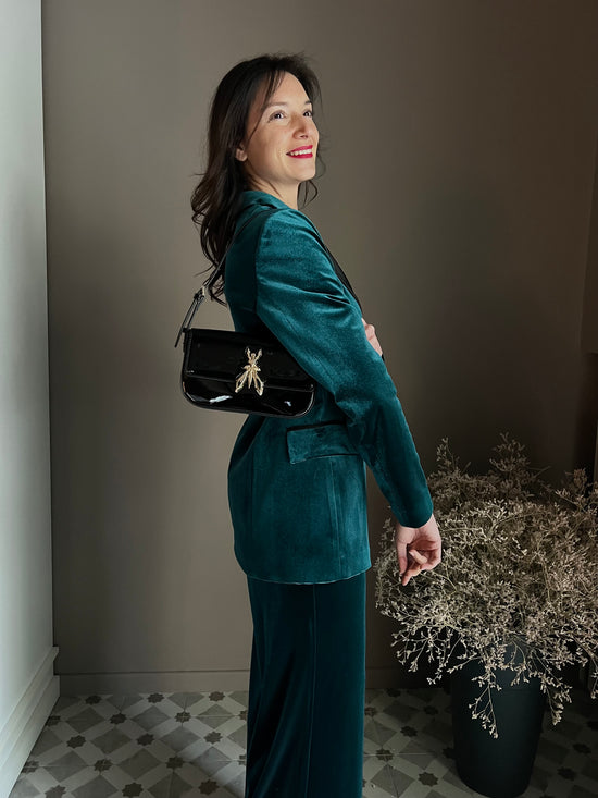 Giacca in velluto Gree con rever a contrasto