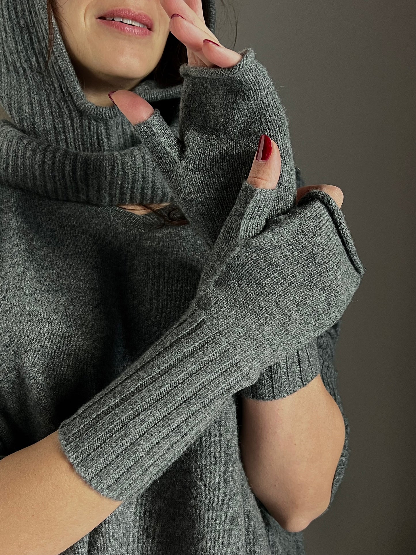 Guanto senza dita in cashmere