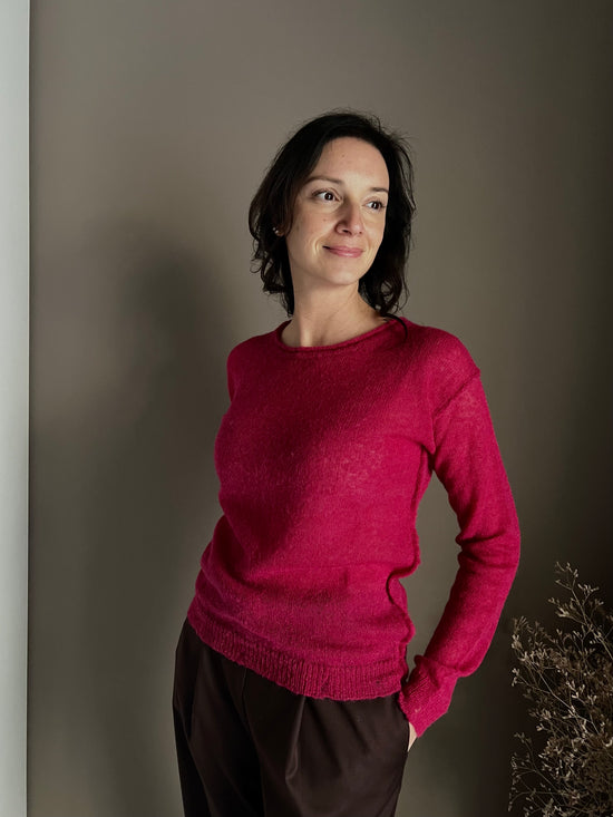 Maglia girocollo in lana e alpaca Noumeno Concept peonia