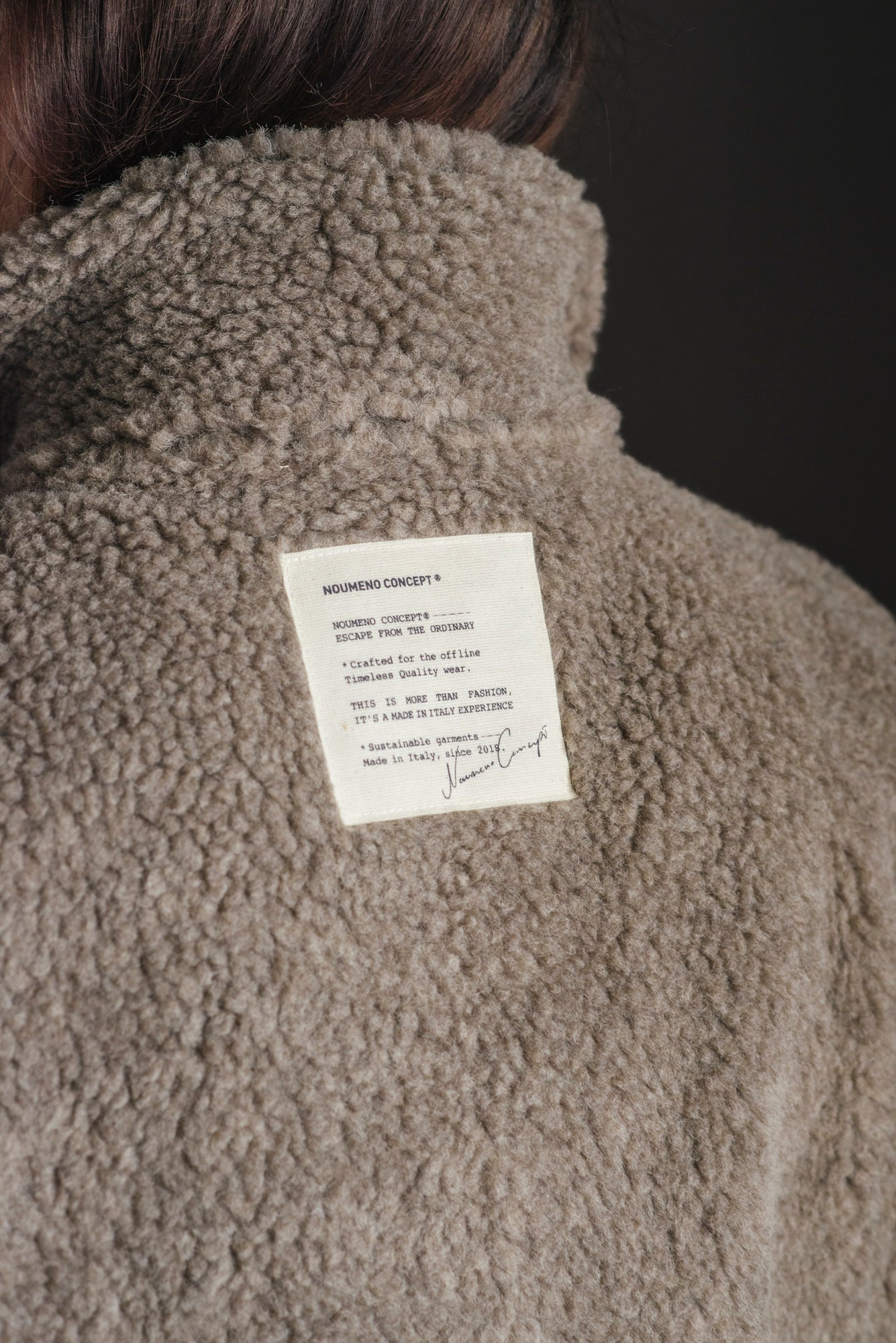 Gilet Oversize in Lana e Sherpa Taupe