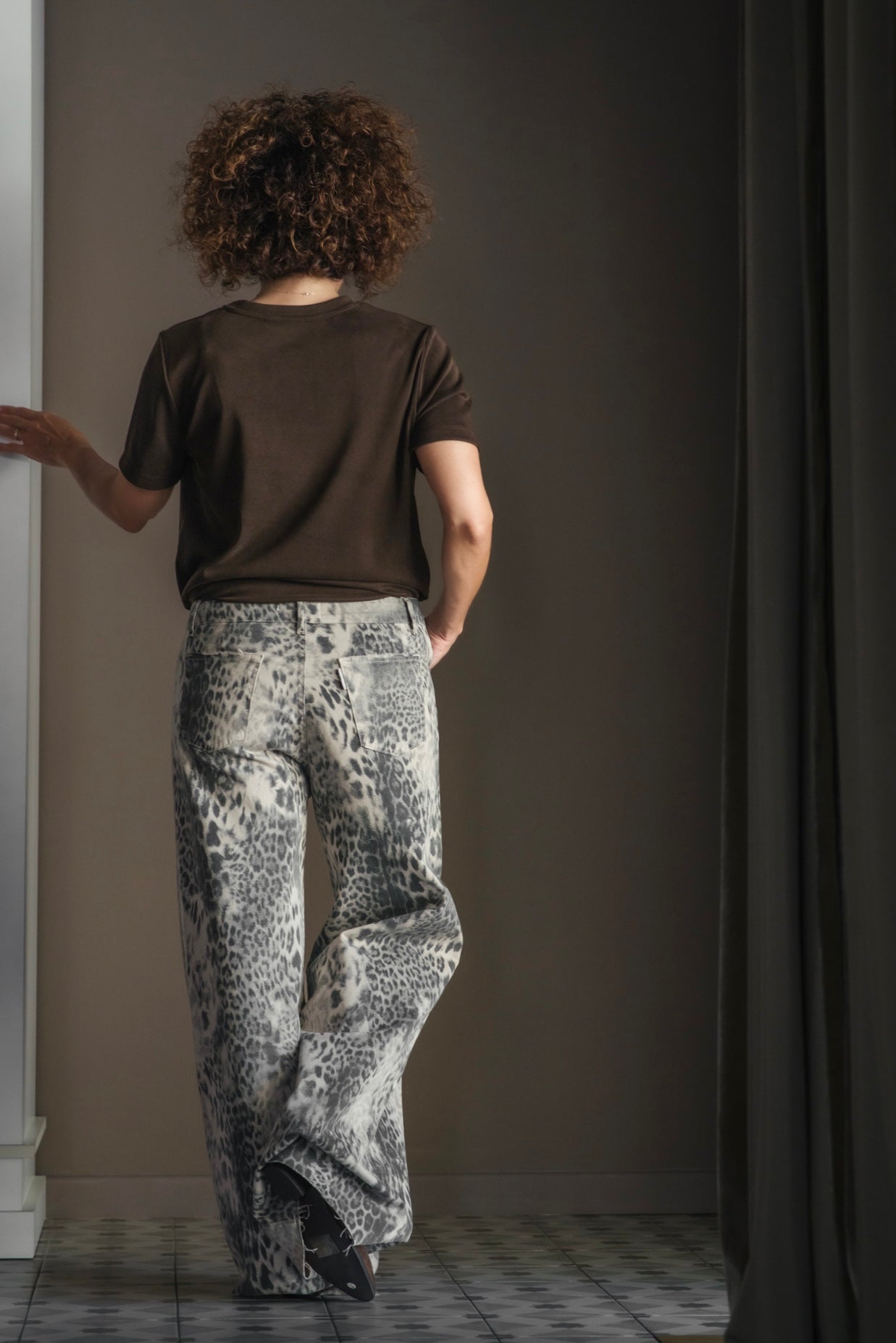 Pantalone denim stampa Leo