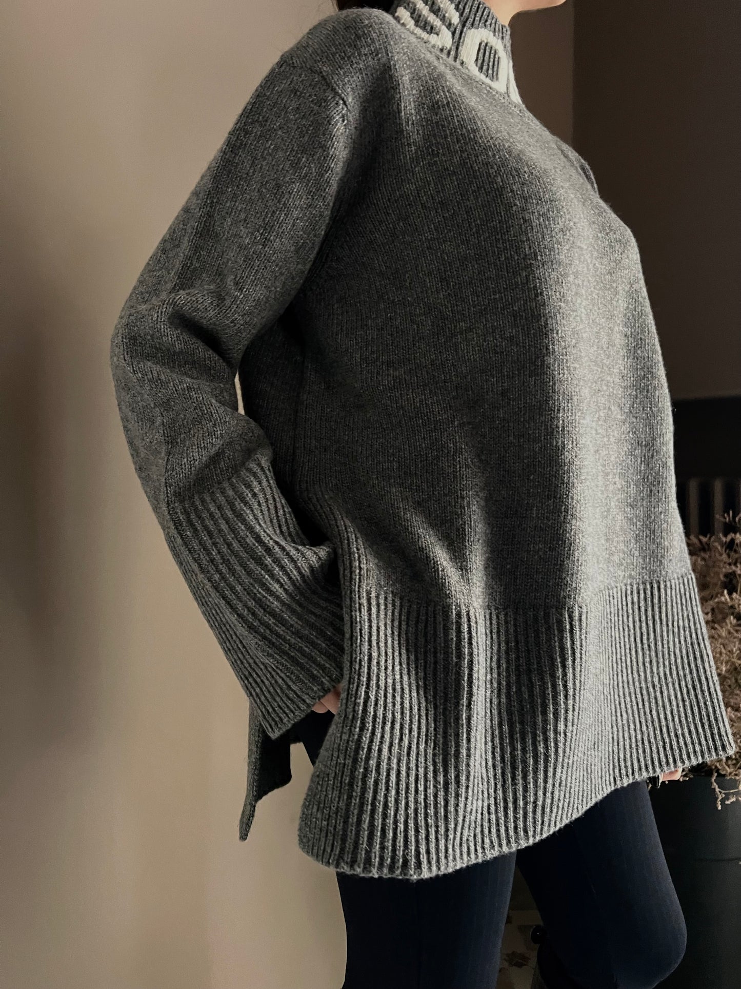 Maglione oversize So Allure collo alto grigio