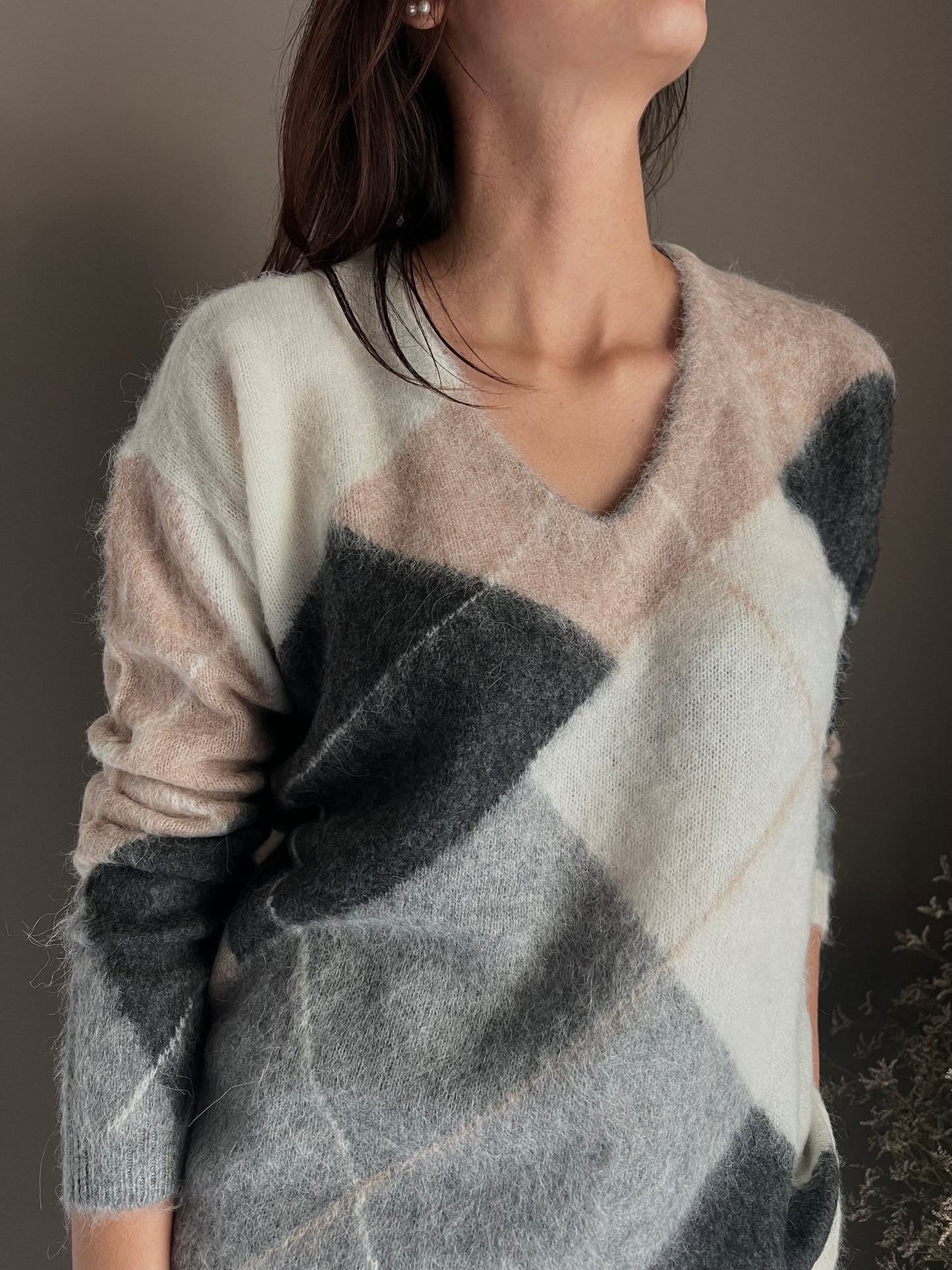 Maglia a Losanghe in misto lana e alpaca