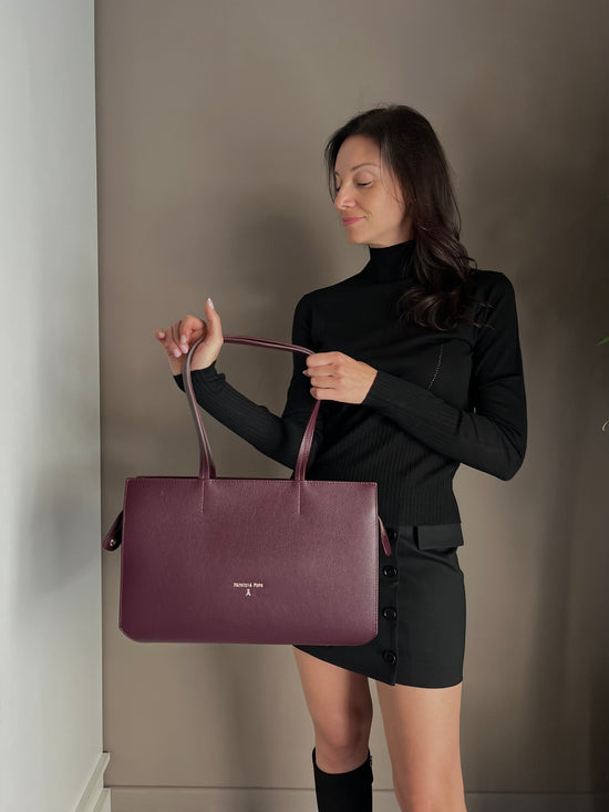 Borsa shopping in pelle Purple Red