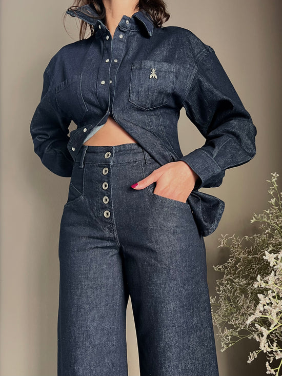 Jeans a palazzo con bottoni