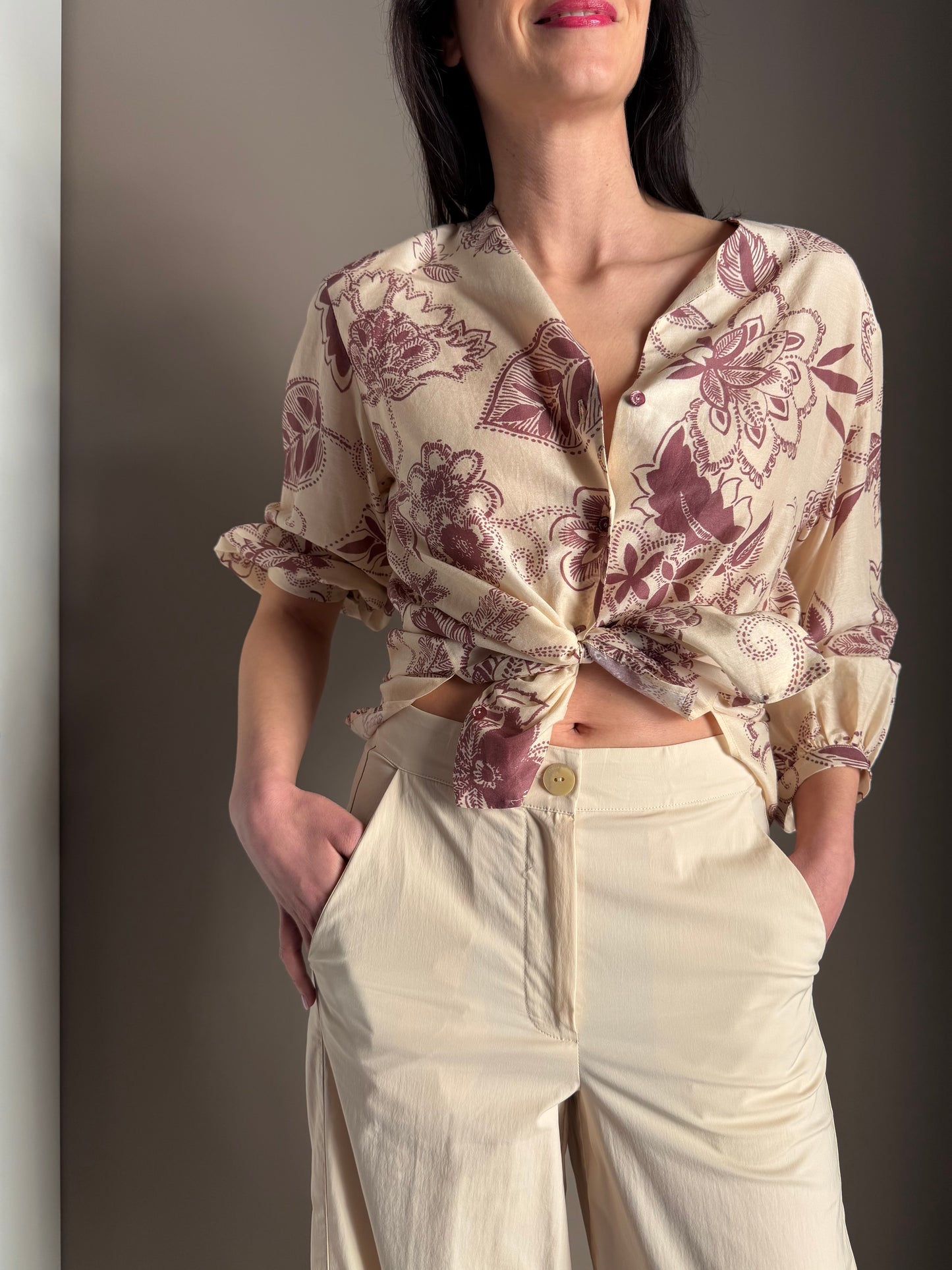 Camicia Manica a tre quanti in Fantasia