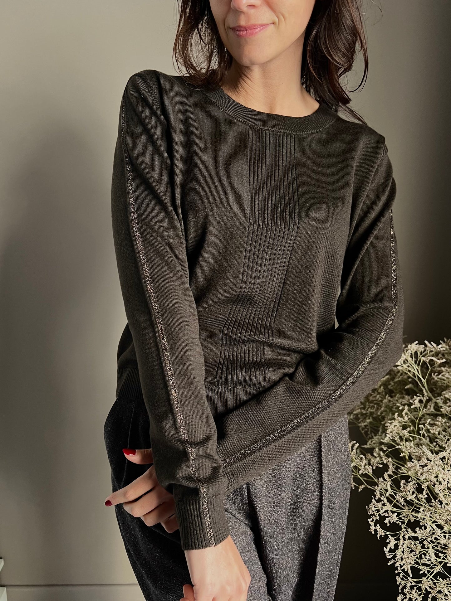 Maglia girocollo Patrizia Pepe in lana chocolate