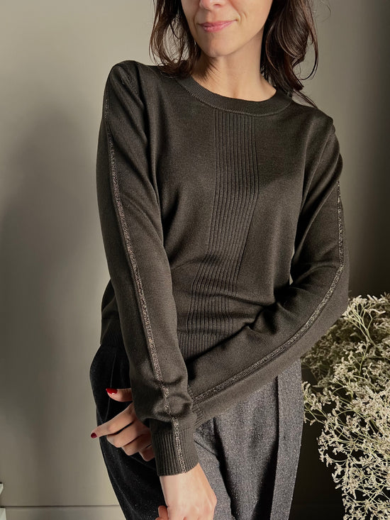 Maglia girocollo Patrizia Pepe in lana chocolate