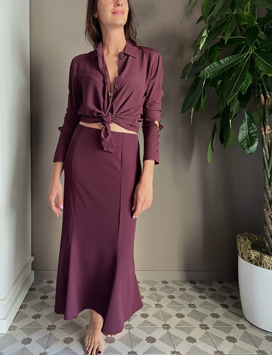 Camicia in viscosa con fly sui polsi Purple Red