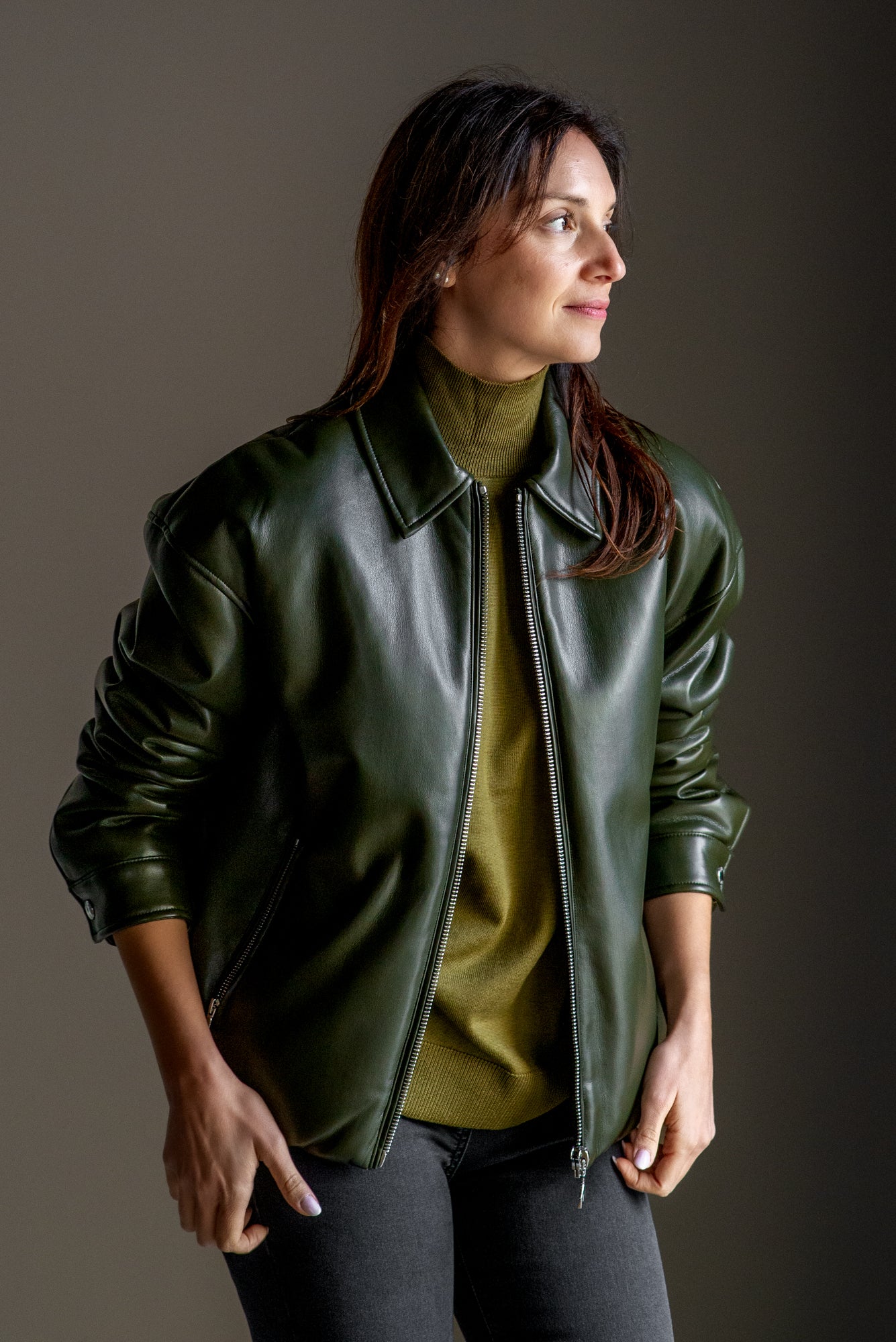 Bomber in similpelle Verde Patrizia Pepe