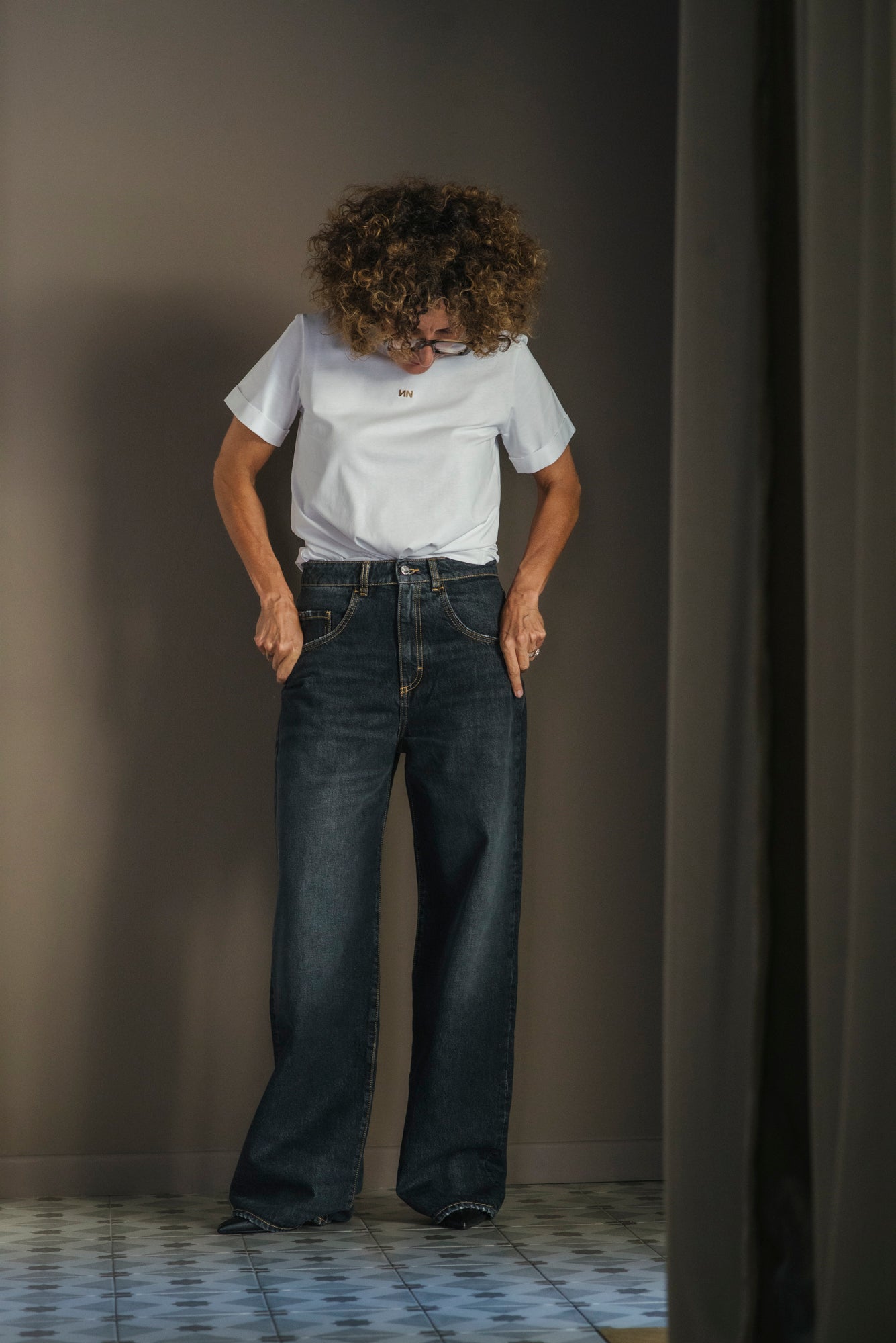 Pantalone denim modello Poppy- Grigio nero