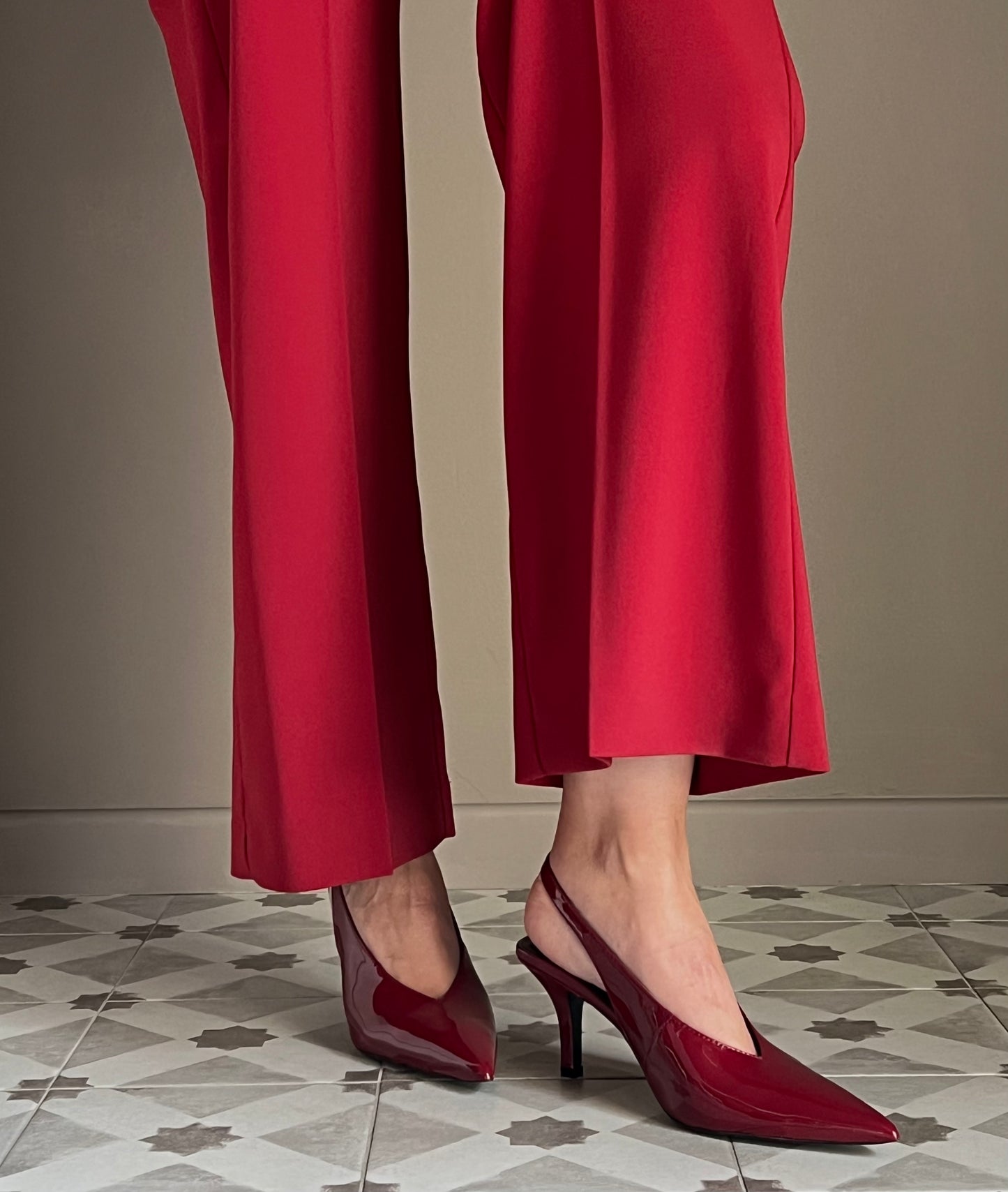 Slingback in vernice glossy Red