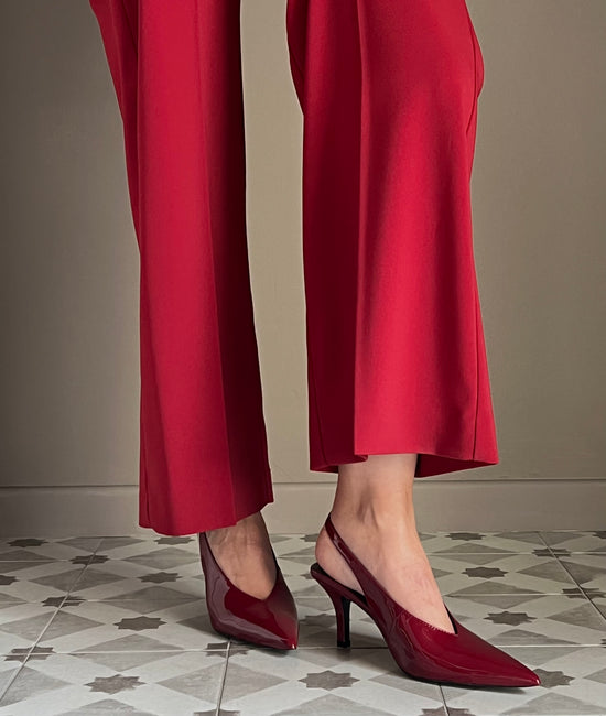 Slingback in vernice glossy Red