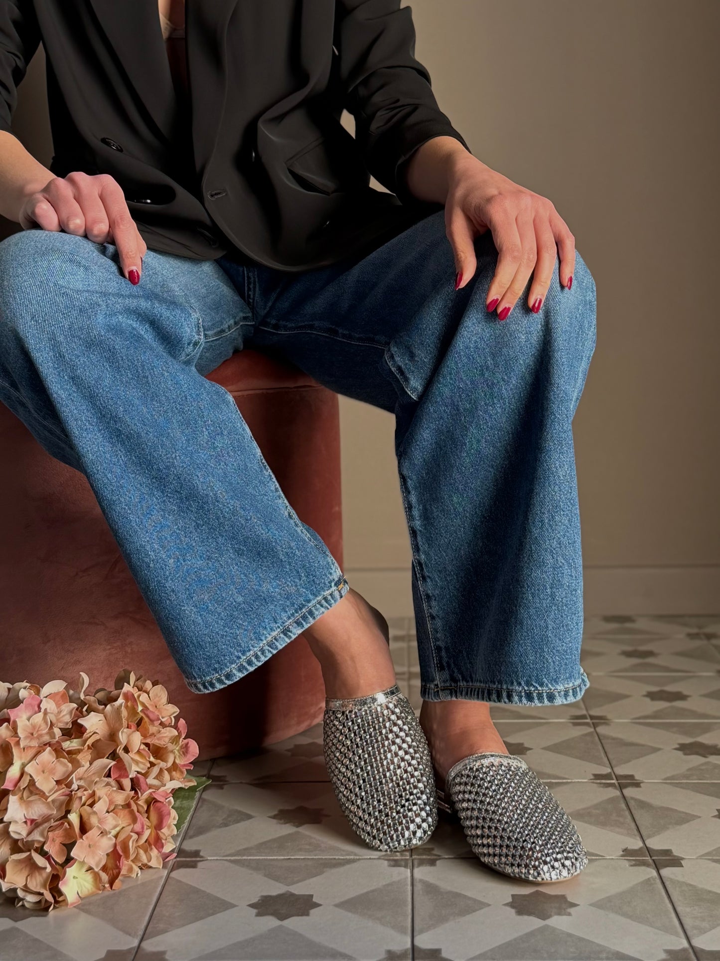 Mules flat in rete metallica