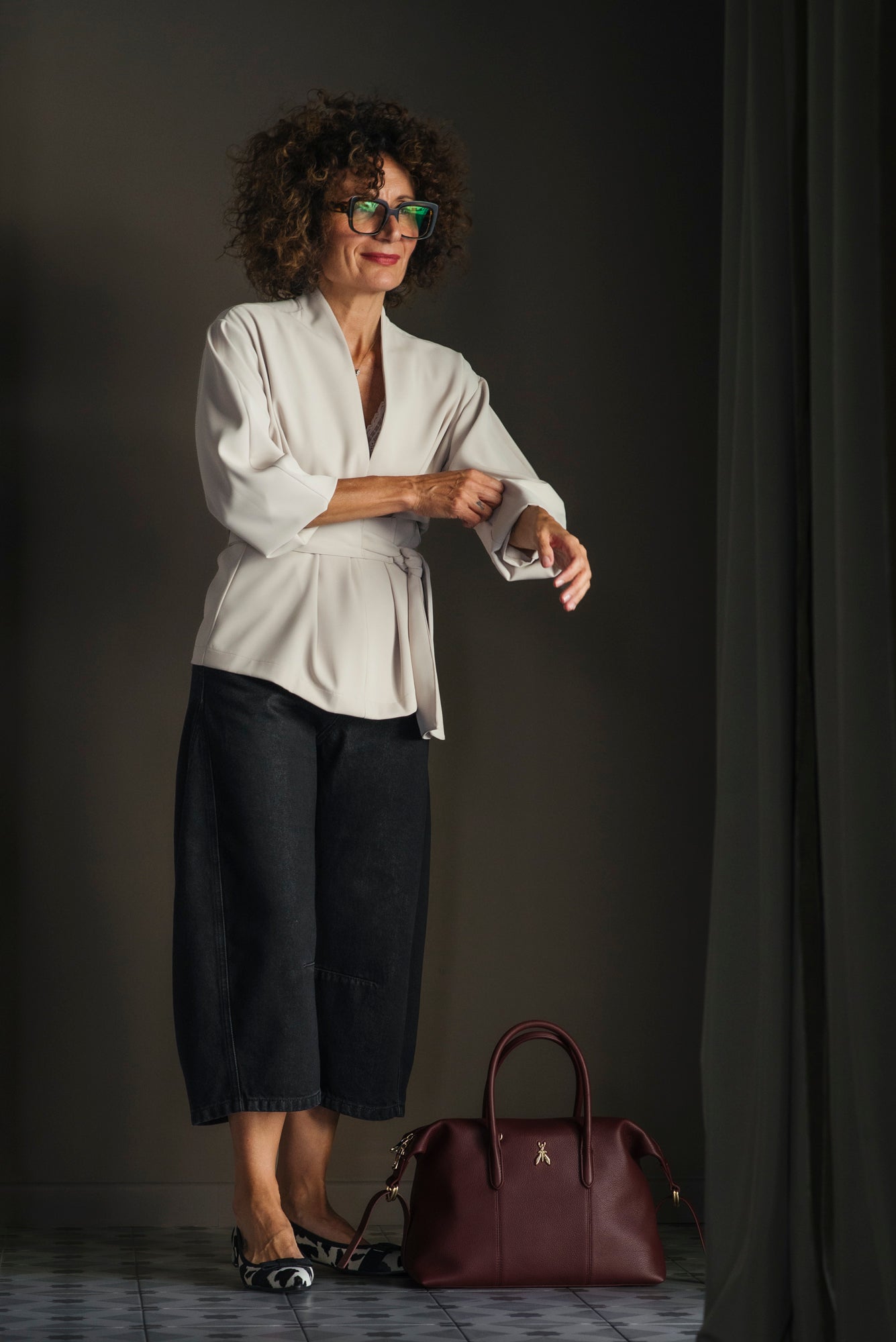 Pantalone denim cropped nero