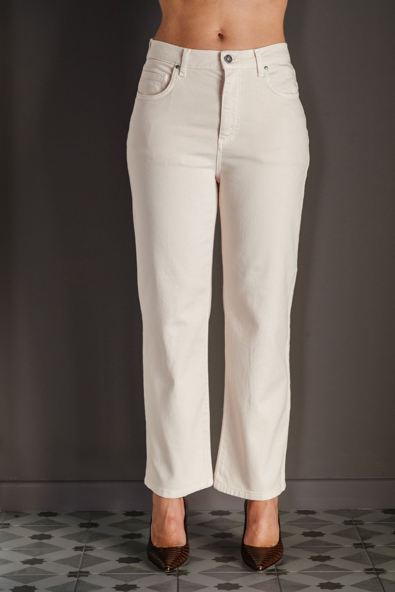 Pantalone 5 tasche in cotone Milk