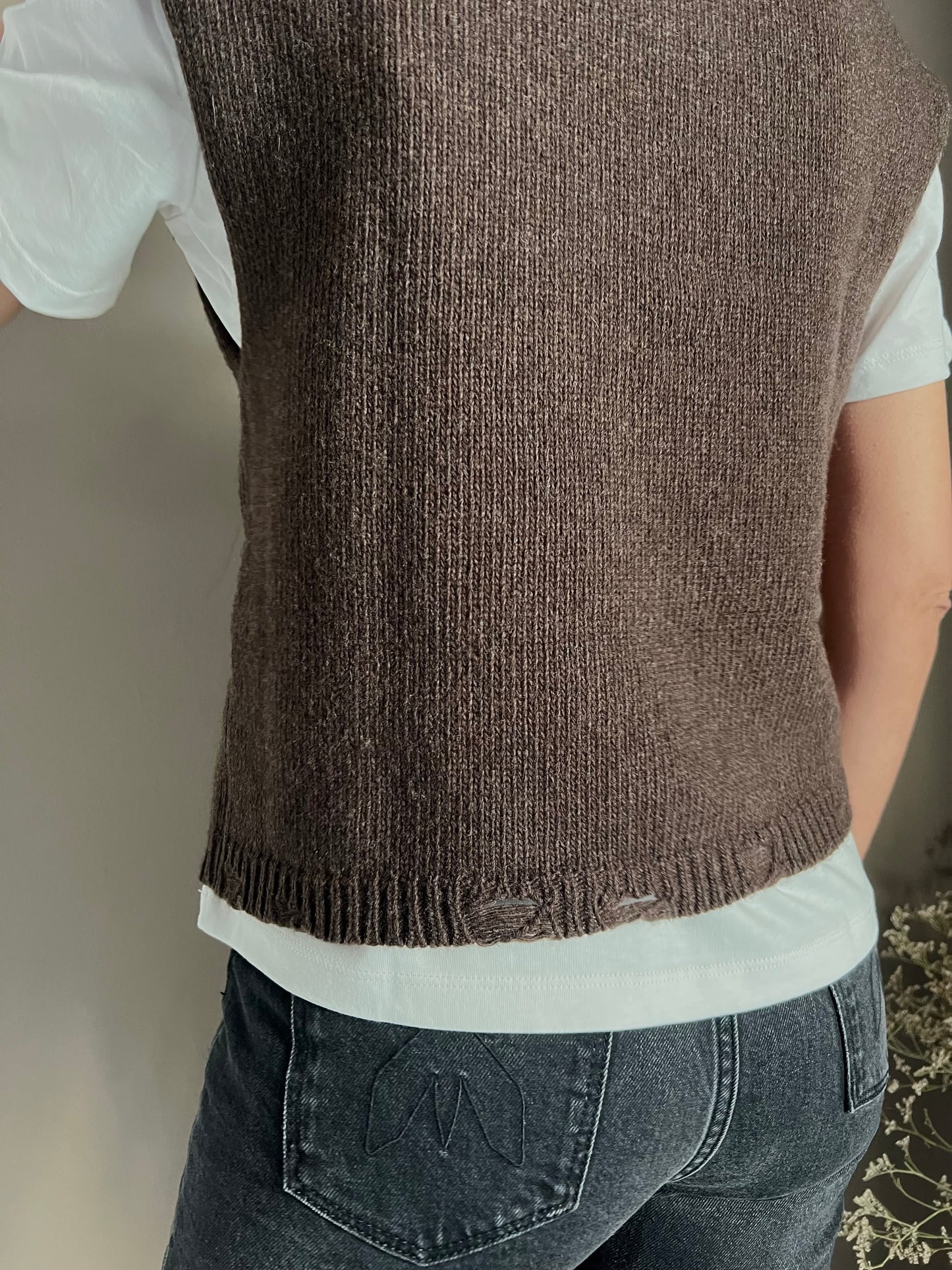 Gilet in maglia a treccia