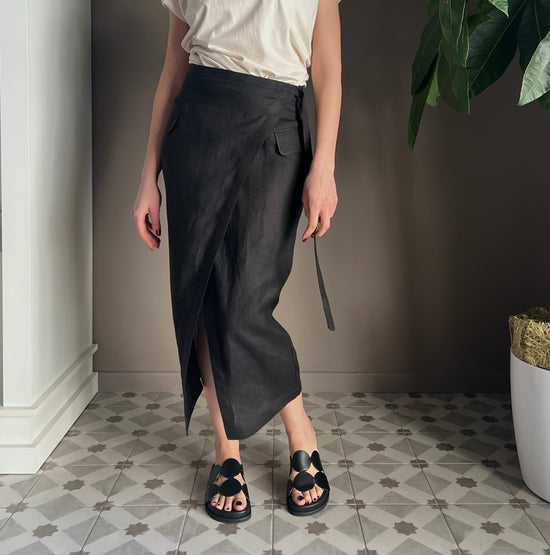 Gonna in lino Midi nera