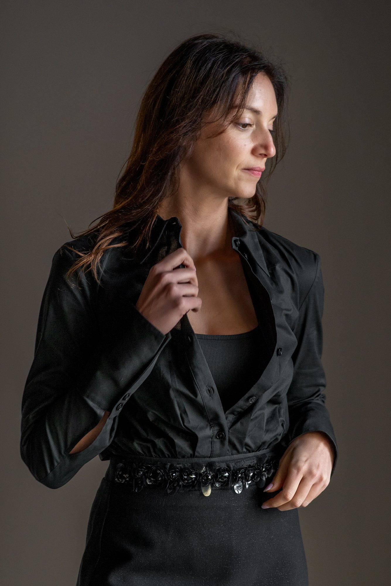 Camicia a body con dettaglio cut-out nero
