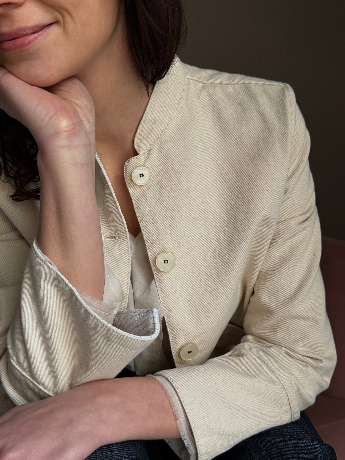 Giacca strutturata in cotone avorio