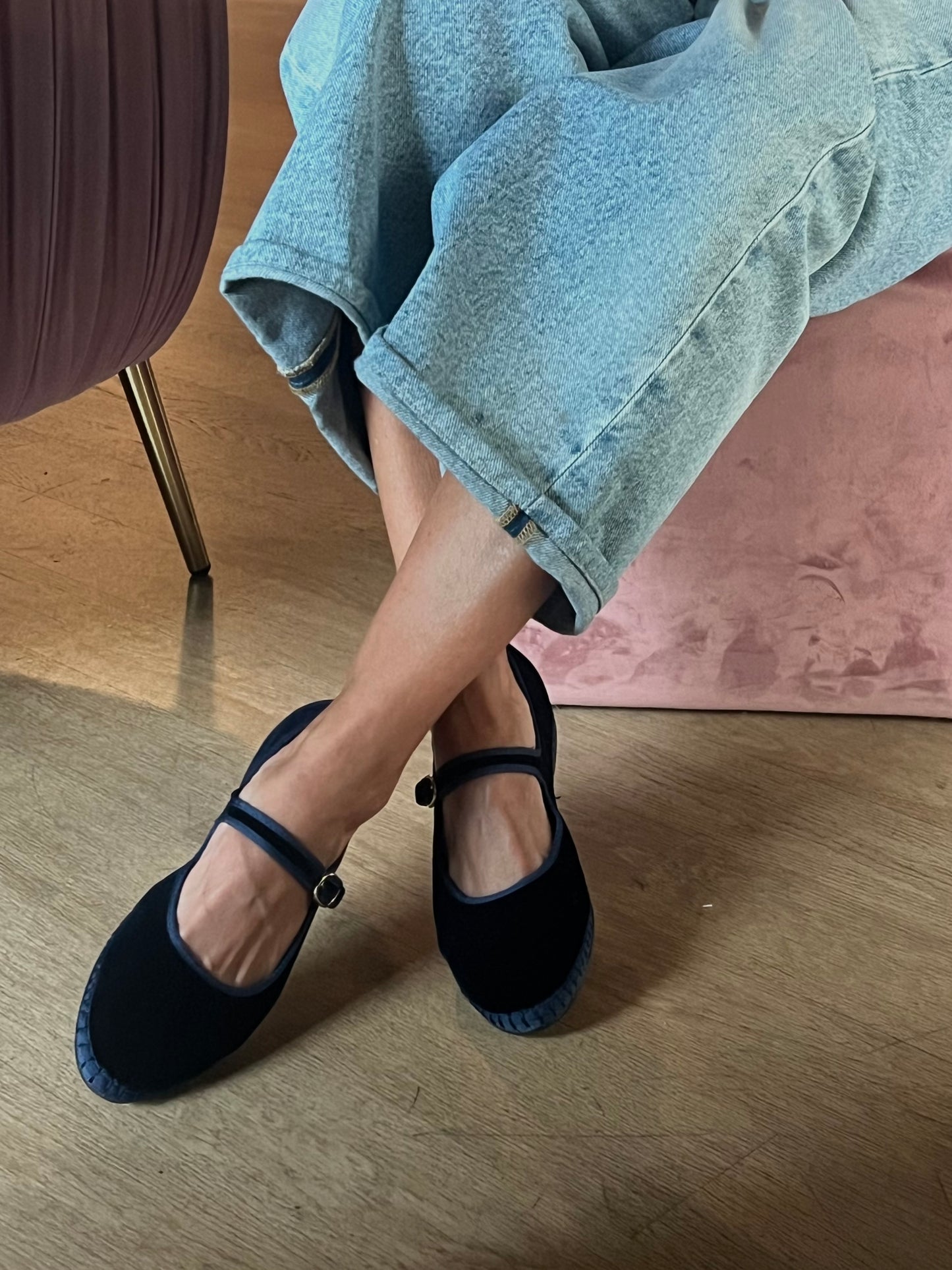 Mary Jane in velluto Blu