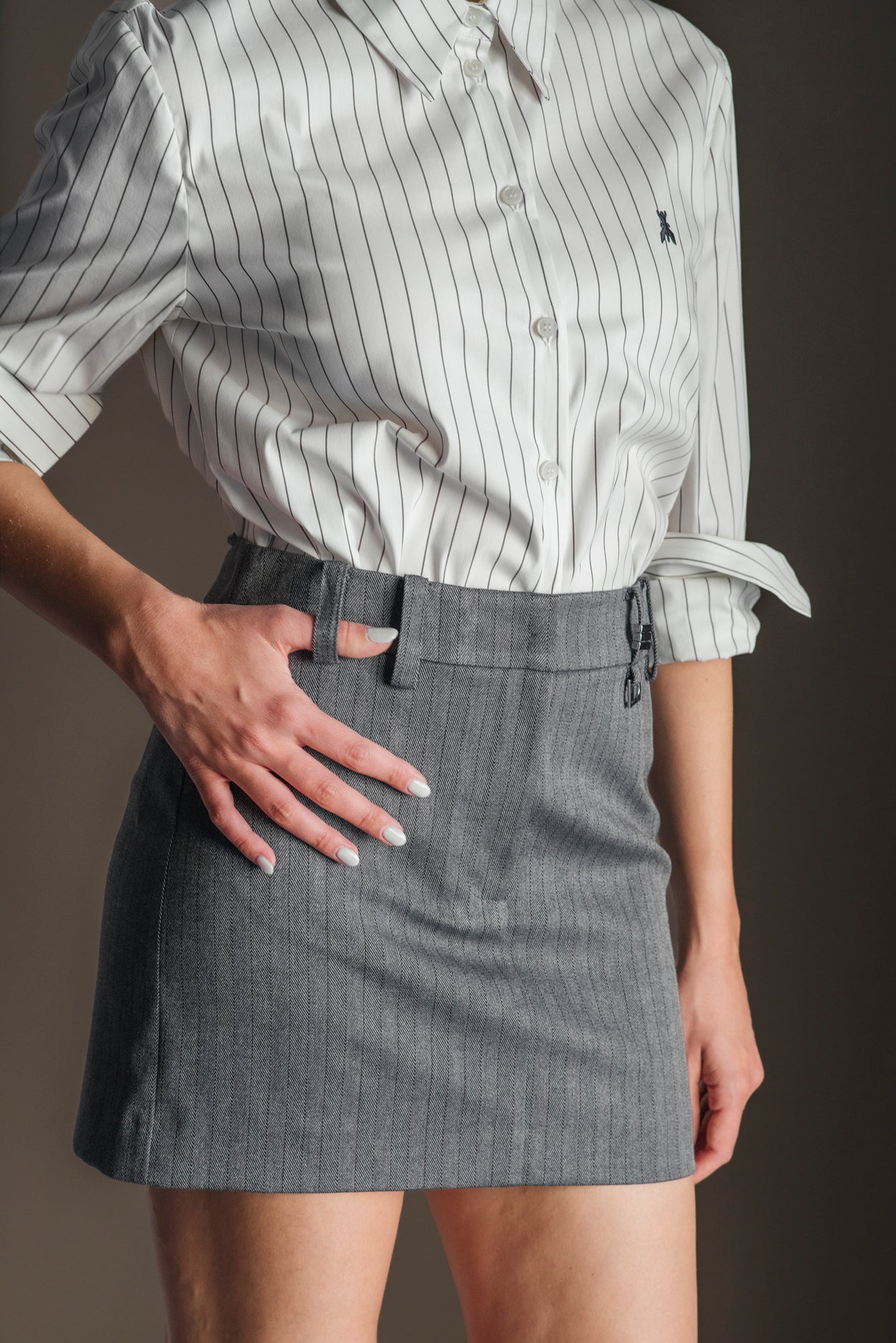 Minigonna gessata misti viscosa