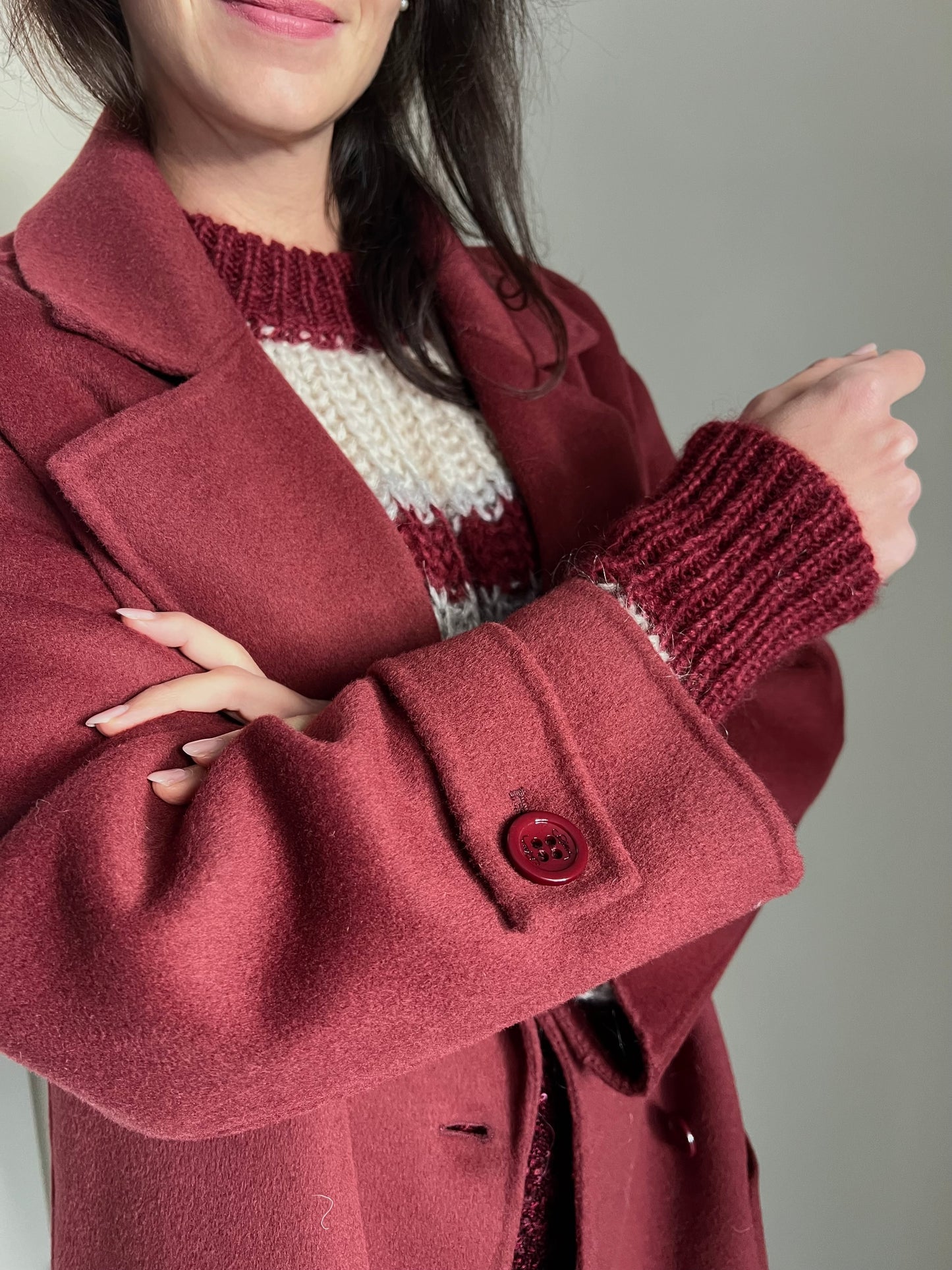 Cappotto doppiopetto burgundi