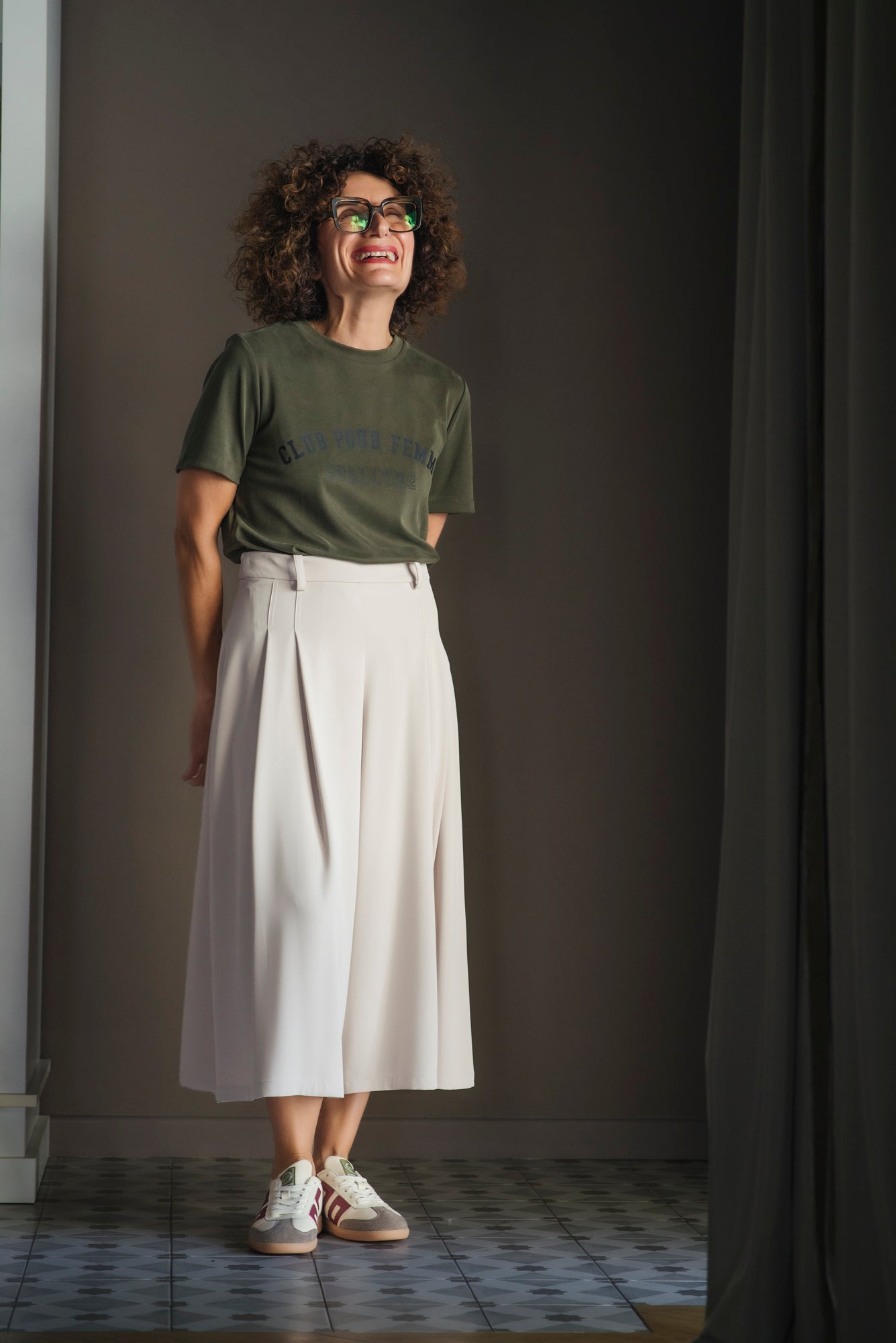 Gonna pantalone in crepe fluido